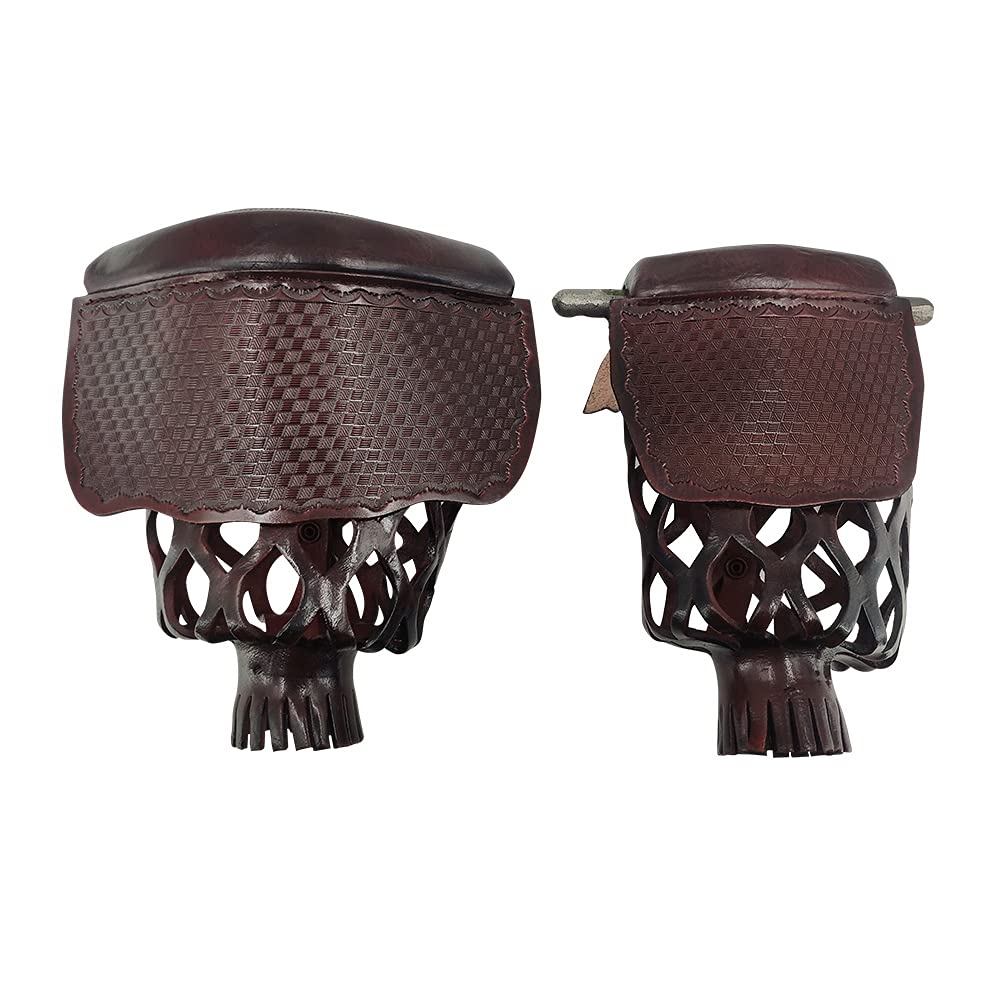 Premium Leather Billiard Pool Table Pockets Set of 6 - Mahogany Pool Ball Pockets with Mosaic Shield & Guard for Professional & Home Game Rooms - Perfect for Pool Halls, Bars, and Home Entertainment Spaces