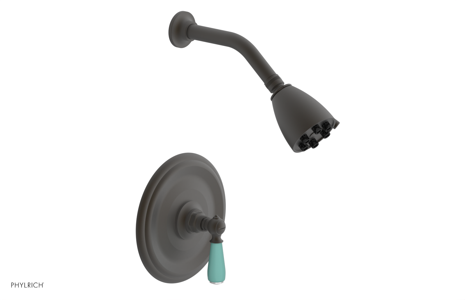 Jamestown Pressure Balance Shower Set with Lever Handle & Turquoise Accents - Model 165-22 | Modern Bathroom Fixture for Spa-Like Shower Experience