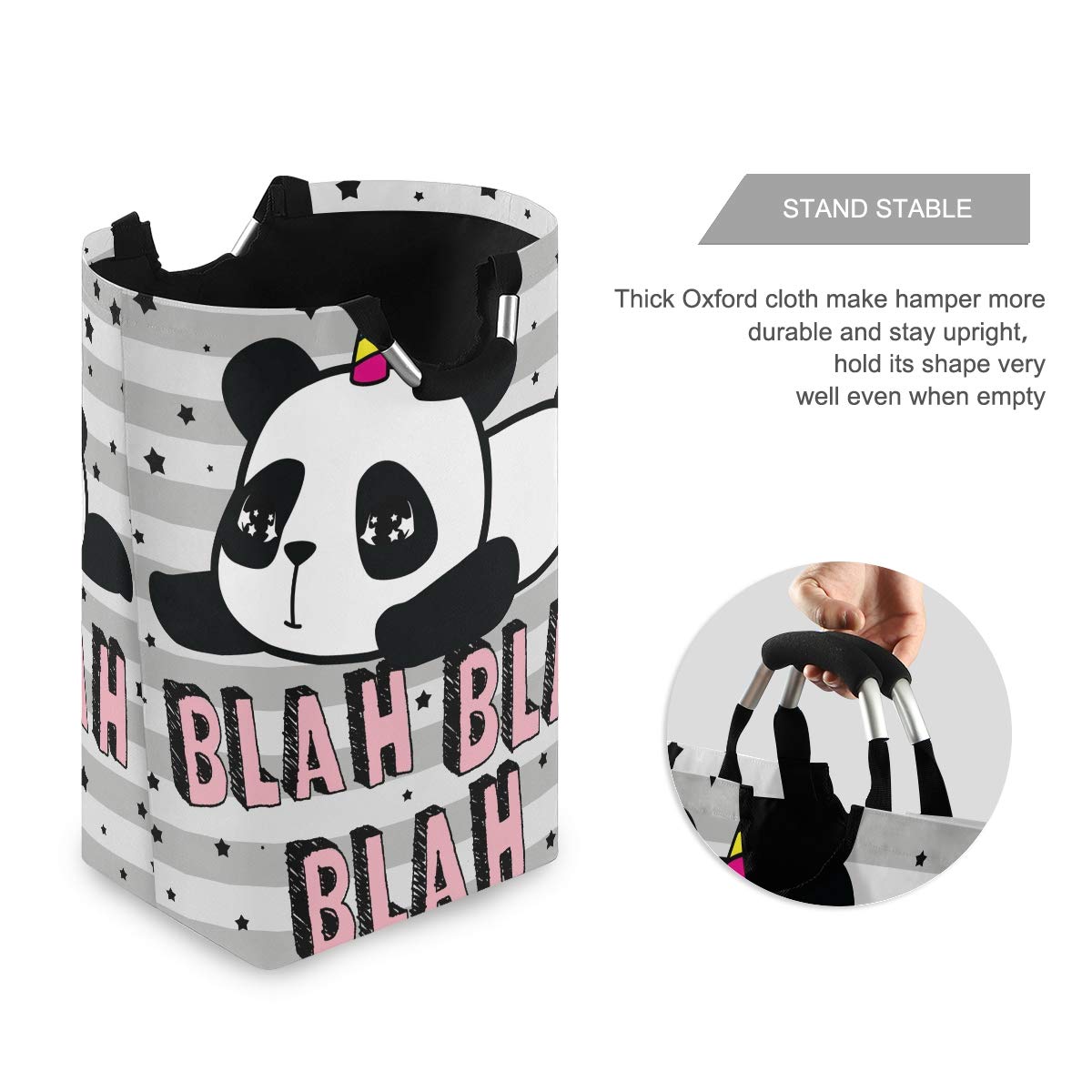 Blueangle Cute Panda Laundry Basket - Collapsible Clothes Hamper with Handles, Durable Fabric Storage Bin for Dirty Laundry Organization (Large Capacity, Perfect for Bedroom, Bathroom, Kids Room & Dorm)