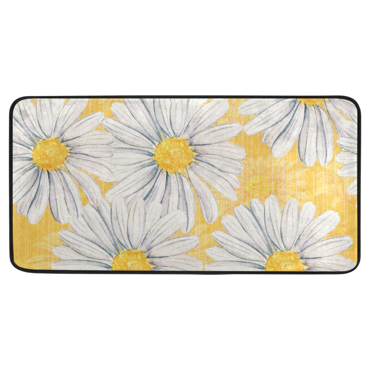 Susiyo Watercolor Floral Daisy Kitchen Mat - Anti-Fatigue Non-Slip Floor Rug, Oil & Stain Resistant, Easy Clean - Perfect for Kitchen, Bathroom, Indoor/Outdoor Use