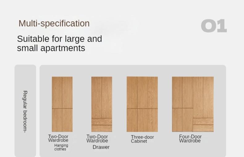 Oak Solid Wood Sectional Wardrobe - Spacious Modular Closet Organizer for Bedroom & Walk-in Closets | Durable Storage Solution for Clothes, Shoes & Accessories