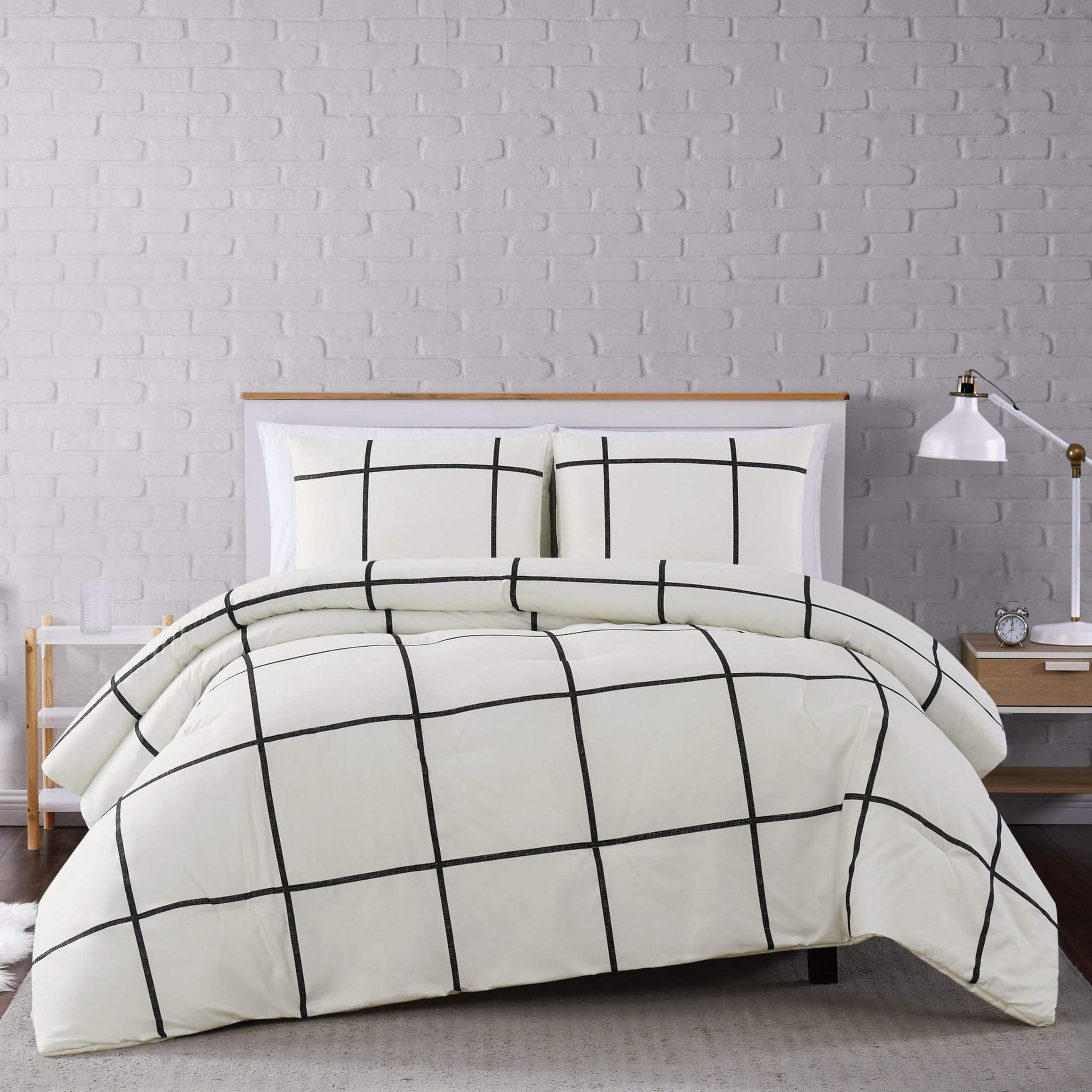 TRULY SOFT Kurt Windowpane Twin XL 2-Piece Comforter Set - Ultra Soft Bedding for Cozy Nights - Perfect for Dorm Rooms, Guest Beds & Small Spaces