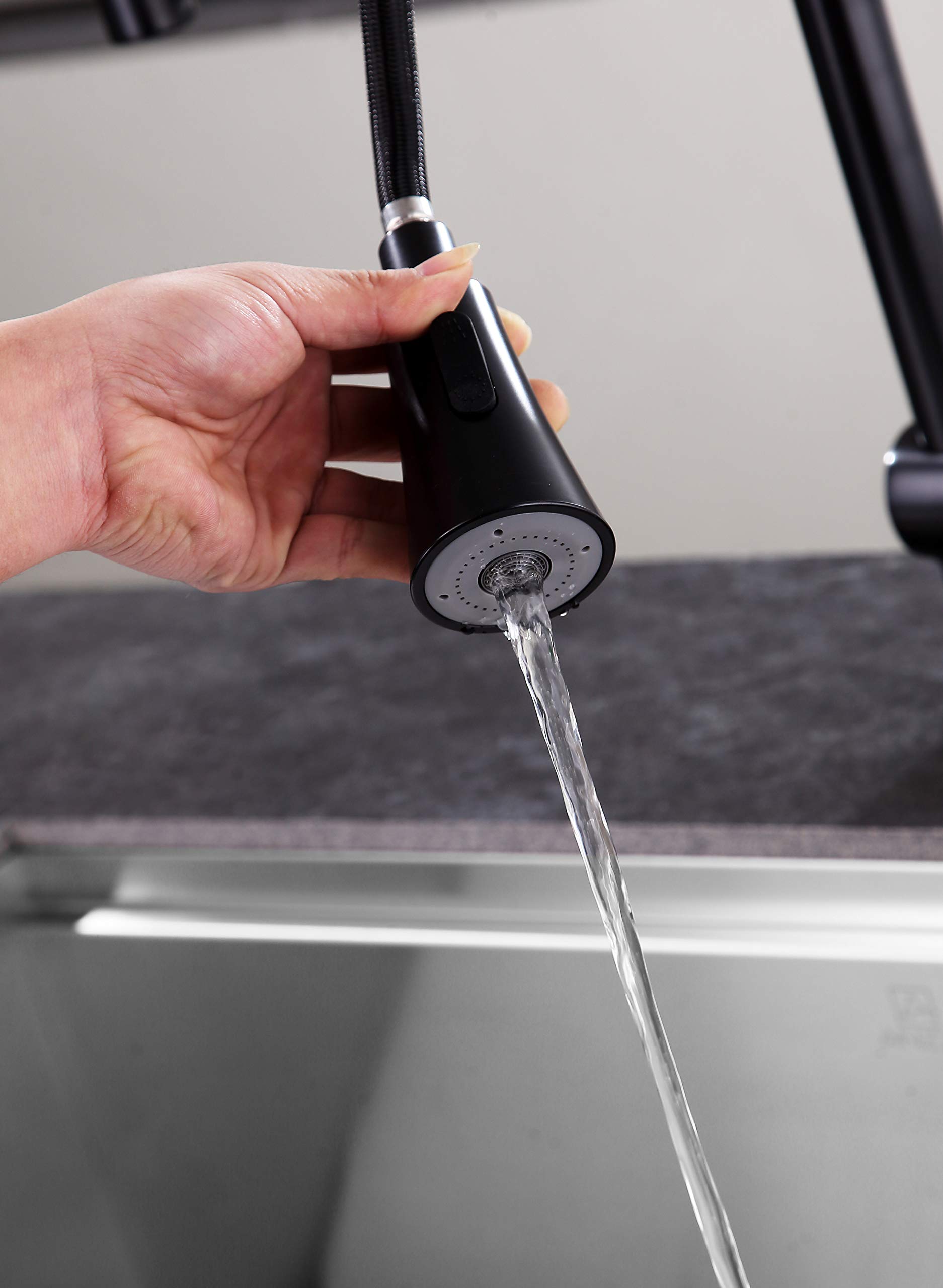 ANZZI Oil Rubbed Bronze Single Handle Pull-Down Kitchen Faucet - Modern Commercial Grade Stainless Steel Sink Faucet with Single Hole Installation (KF-AZ211ORB) - Perfect for Bar Prep, Dishwashing & Modern Farmhouse Kitchens