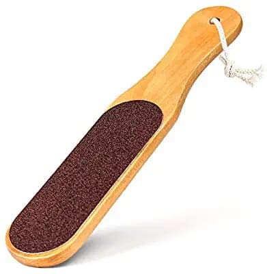 Double Sided Mild Foot File with Wooden Handle for Dead Skin Removal - 200g Beige Pedicure Tool | Perfect for At-Home Foot Care & Spa Pedicures