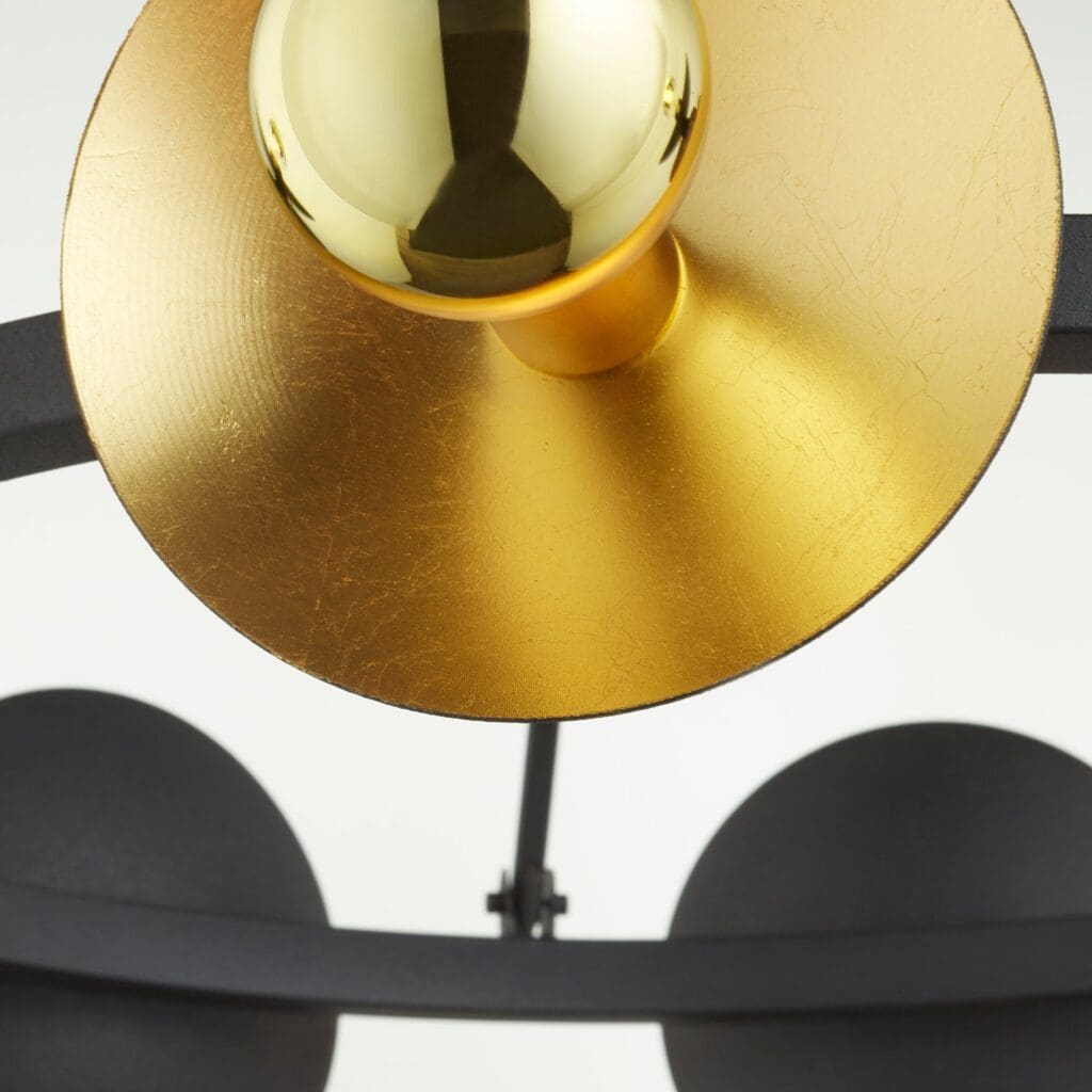 Cyan Design 10980 Artemis Chandelier - Noir & Gold Leaf Medium Size Modern Ceiling Light Fixture for Dining Room, Bedroom or Living Room Decor