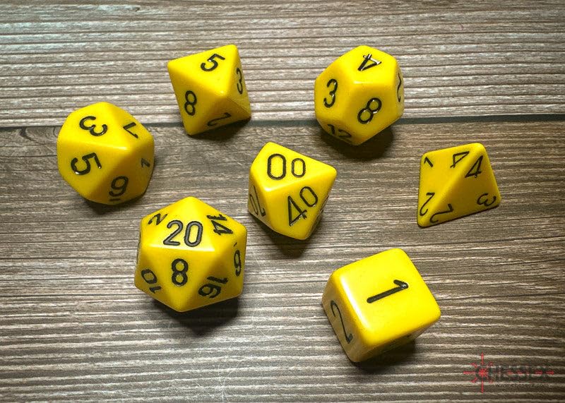 Premium Chessex D&D Dice Set - 16mm Opaque Yellow & Black Polyhedral Plastic Dice for Dungeons and Dragons - Includes 7 Standard RPG Dice (D4, D6, D8, D10, D12, D20, D%) - Perfect for Tabletop Gaming, D&D Campaigns & Role-Playing Adventures