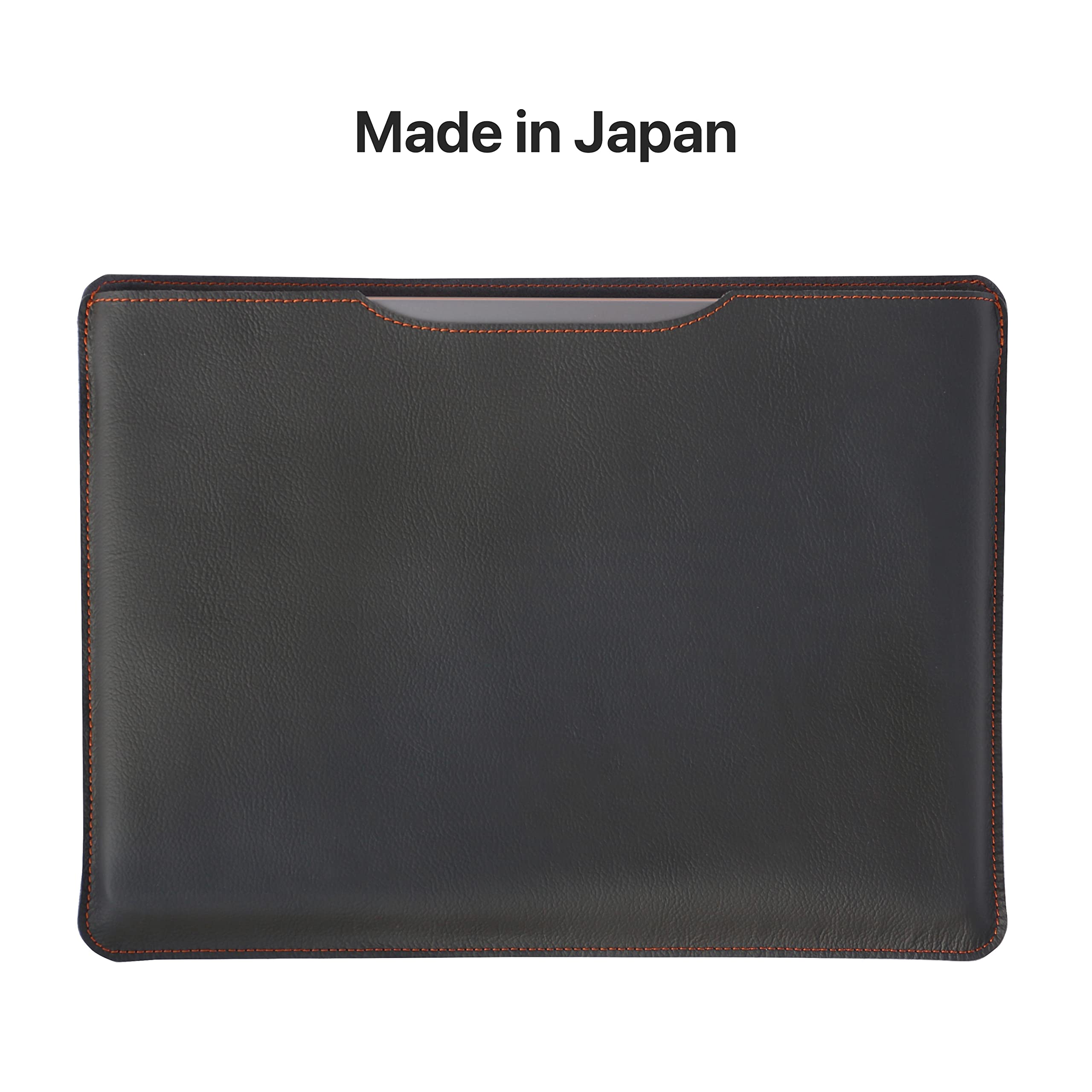 Premium Genuine Leather MacBook Sleeve Case for 13-Inch MacBook Air/Pro - Japanese Crafted Slim & Soft Protective Cover - Perfect for Business Travel, Office Use & Daily Commute