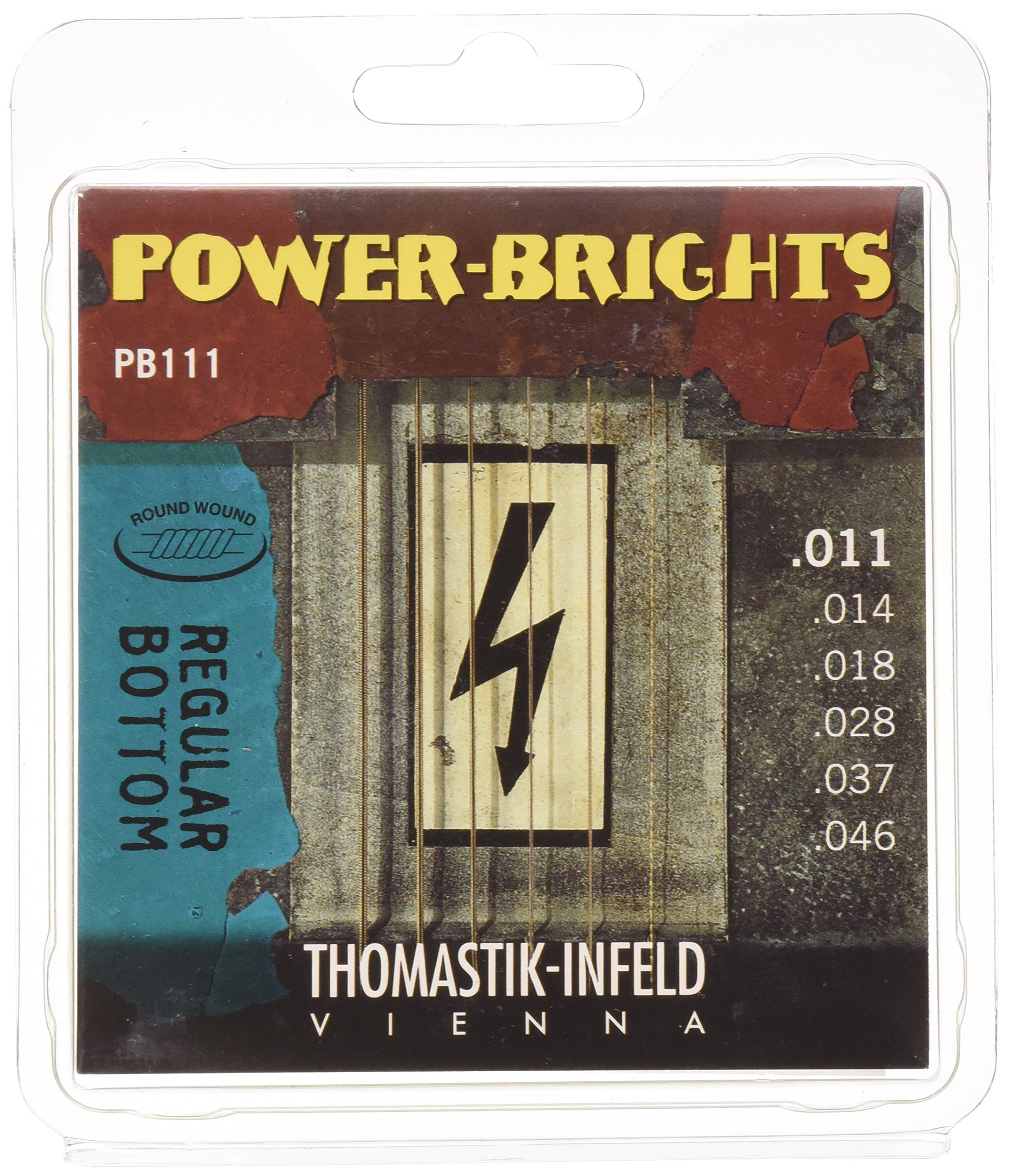 Thomastik-Infeld PB111 Electric Guitar Strings - Power-Brights 6 String Set, Round Wound with Magnecore Technology (E B G D A E) | Perfect for Rock, Blues & Studio Recording