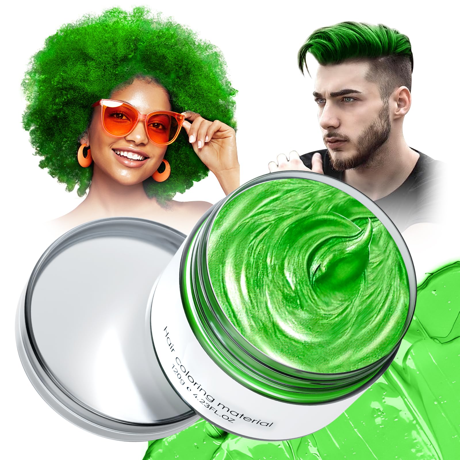 **Washable Temporary Hair Color Wax - Green Natural Hair Dye for Women, Men & Kids - Perfect for Halloween, Cosplay & Party Styling**