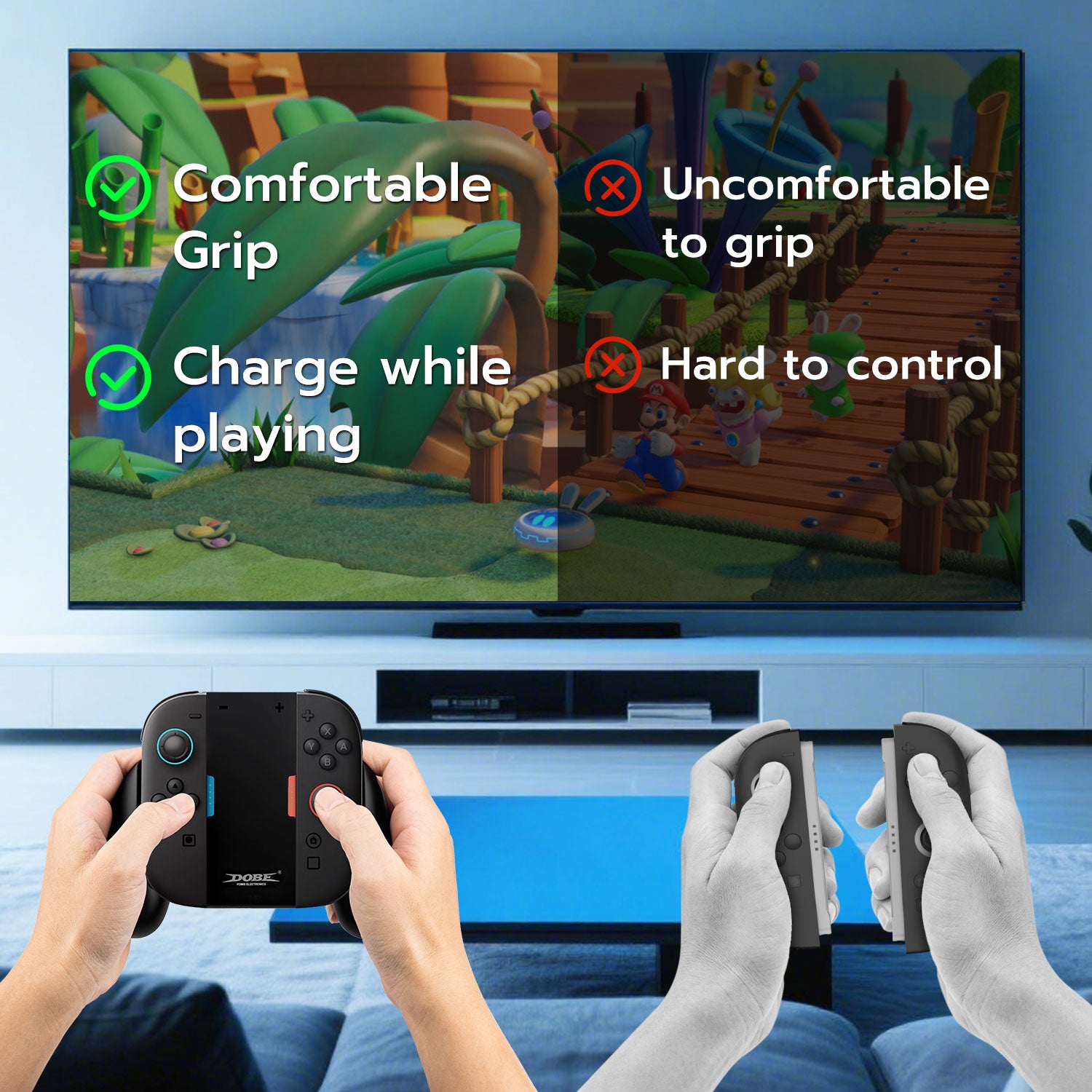 DOBE Nintendo Switch 2 Controller Grip with Fast Charging - Ergonomic Gamepad Holder for Comfortable Gaming - Black (TNS 3177) - Perfect for Long Play Sessions & Travel Gaming Accessories