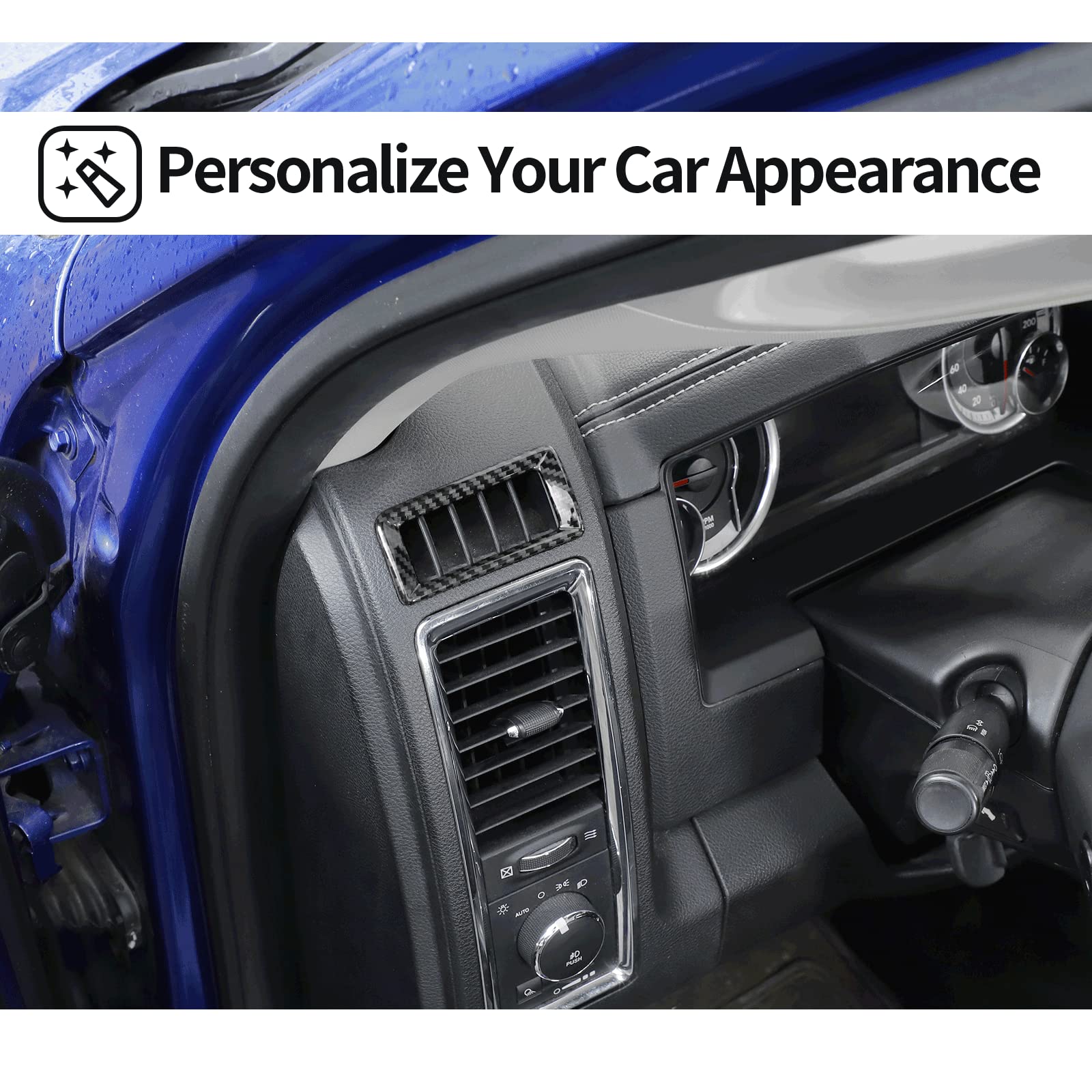 Carbon Fiber CheroCar Center Console Dashboard Vent Trim for 2010-2017 Dodge RAM - AC Outlet Cover & Interior Accessories Upgrade - Perfect for Road Trips & Off-Road Adventures