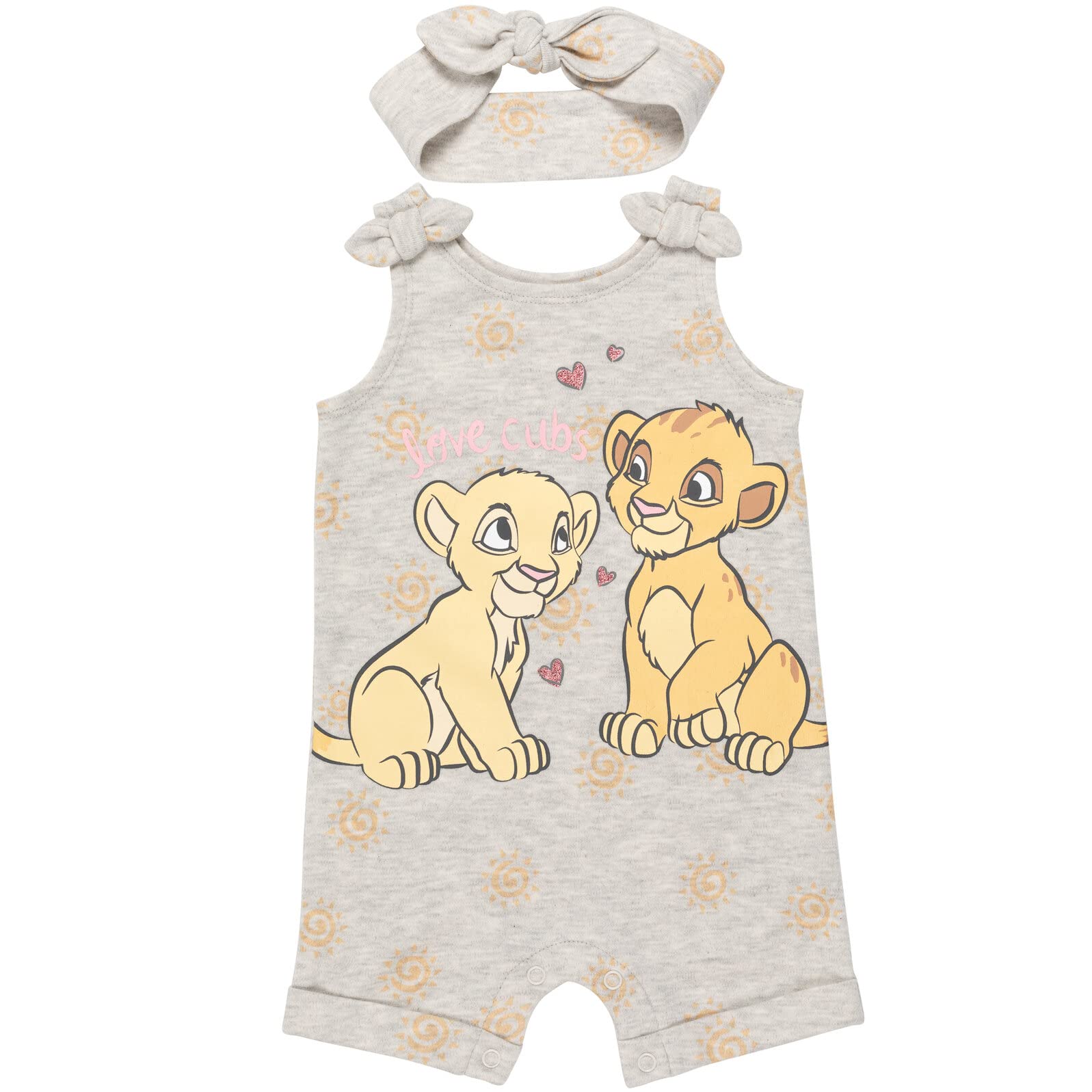 Disney Baby Minnie Mouse Winnie the Pooh Lion King Lilo & Stitch Simba Romper Outfit with Matching Headband Set - Newborn to Toddler (0-24 Months) - Perfect for Photo Shoots, Birthday Parties, and Disney Theme Events