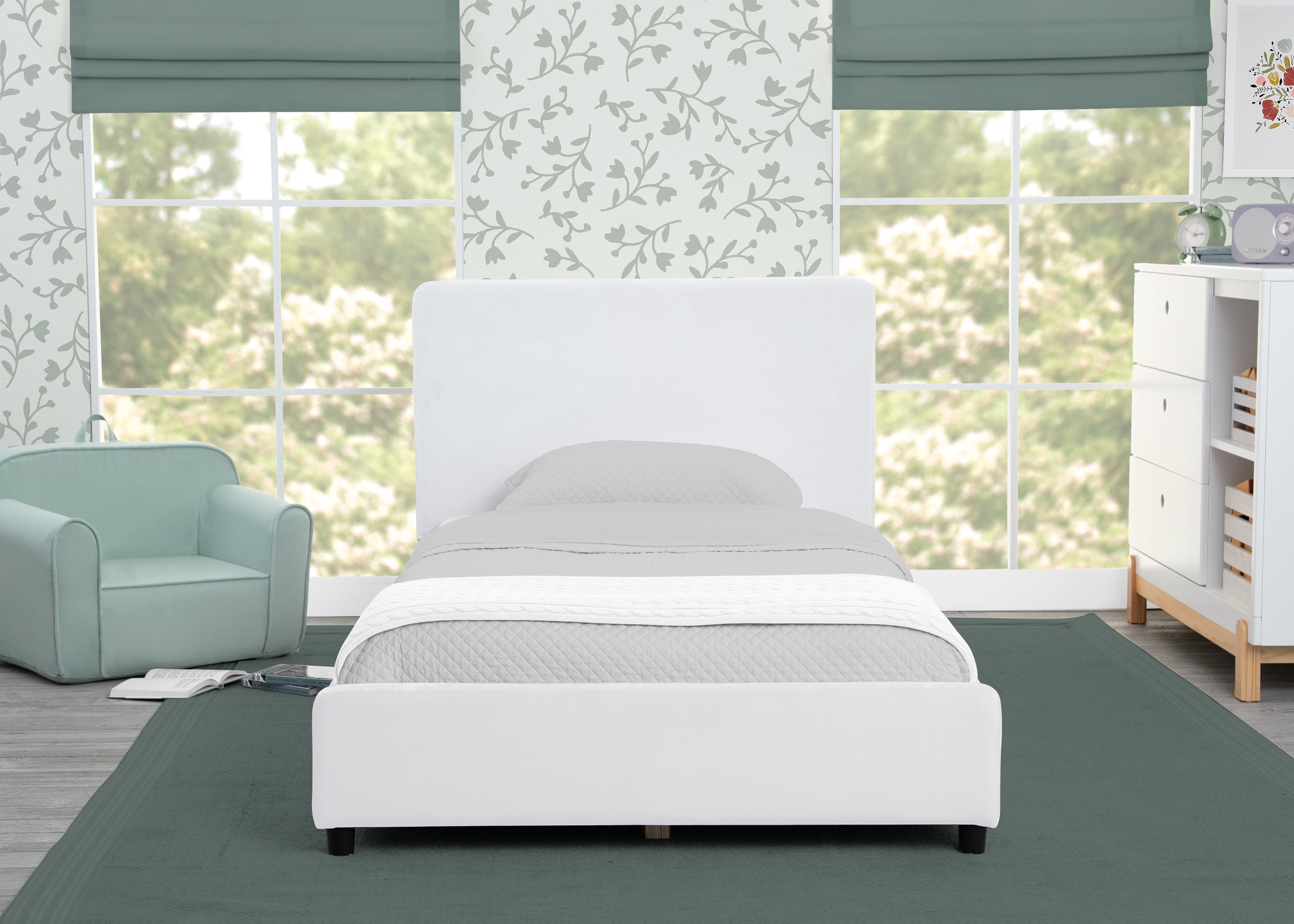 Upholstered Twin Bed with Headboard - Soft Fabric Bed Frame for Kids & Teens - Perfect for Bedrooms, Dorms & Guest Rooms