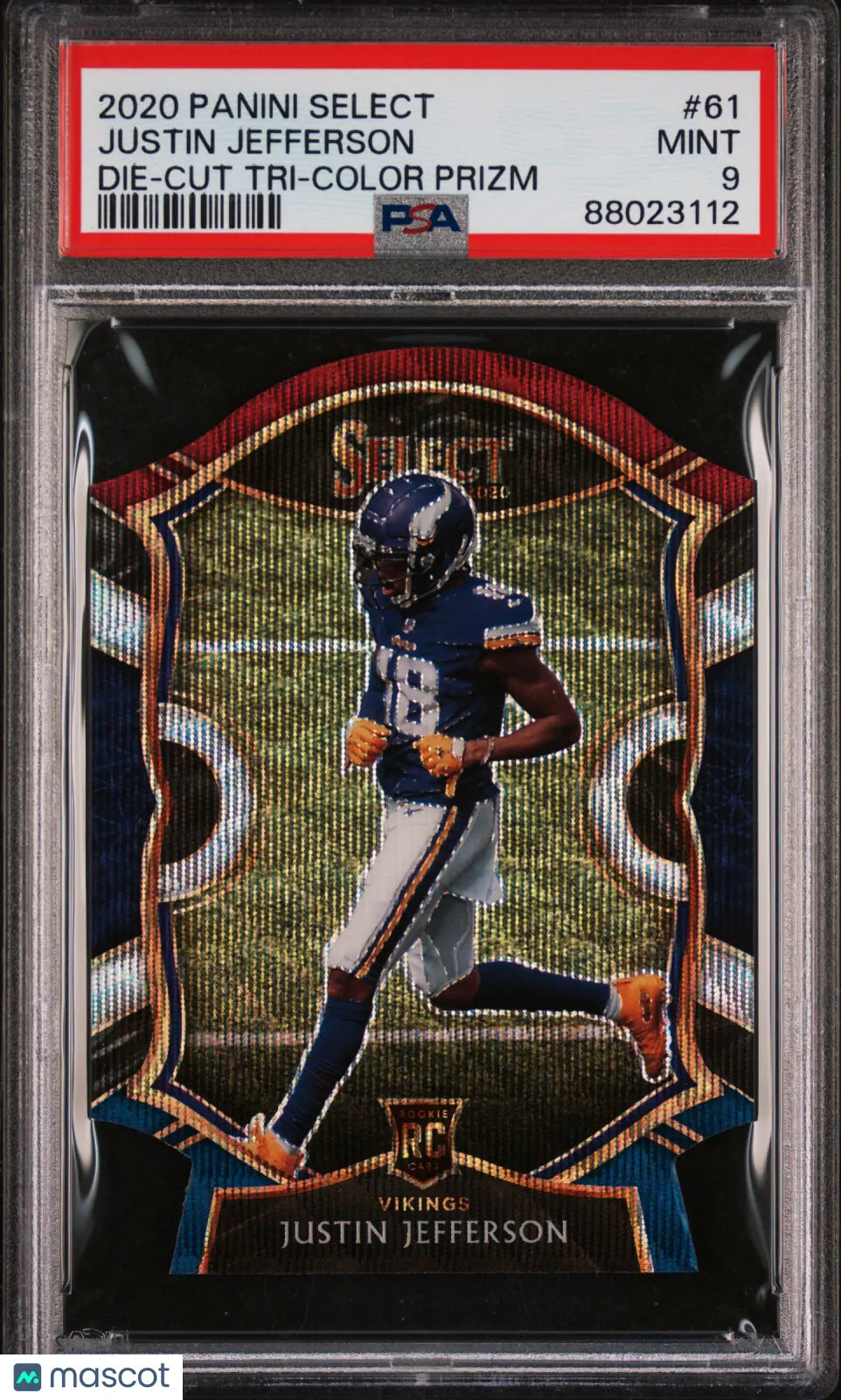2020 Panini Select Football Justin Jefferson Rookie Card PSA 9 Die-Cut Tri-Color Prizm - Perfect for Collectors, Sports Memorabilia & Investment