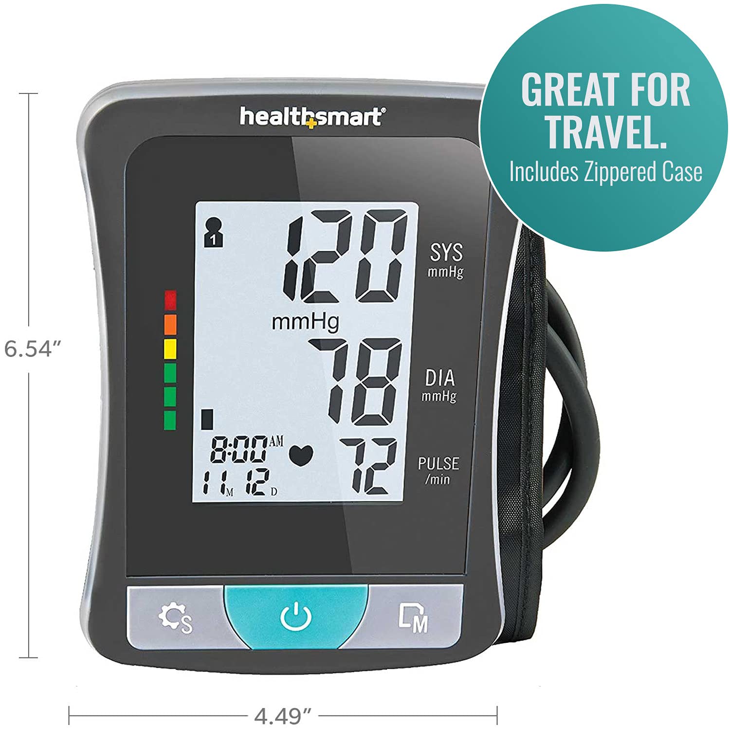 HealthSmart Digital Select Automatic Upper Arm Blood Pressure Monitor - Tracks BP, Pulse Rate & Irregular Heartbeat, Stores 120 Readings for 2 Users - Perfect for Home Health Monitoring & Doctor Visits