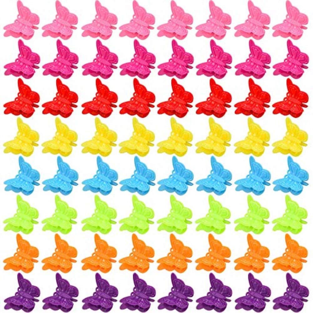 Colorful Butterfly Hair Clips 100pcs - Women & Girls Hair Accessories for Party & Daily Use