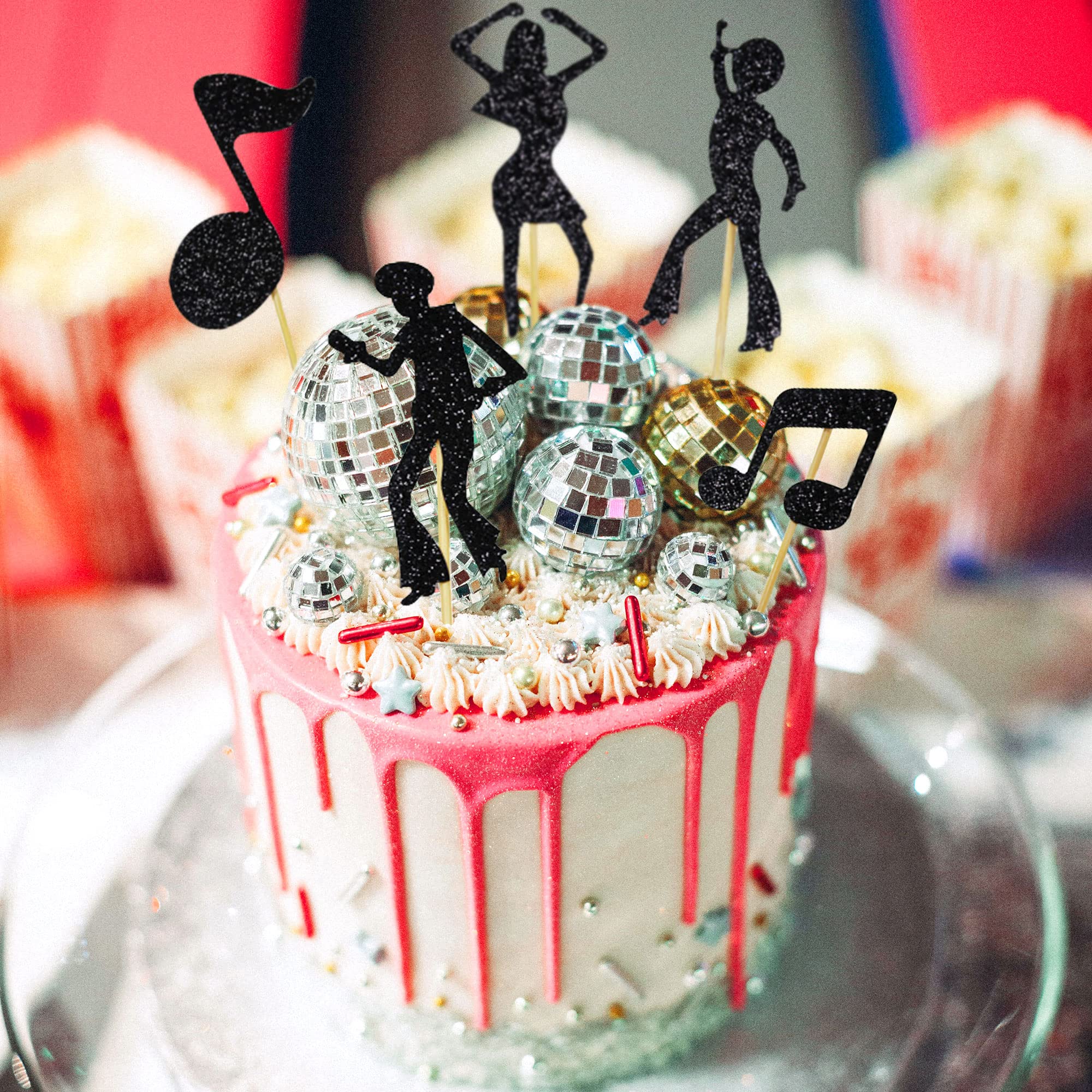 JeVenis 19-Piece Disco Party Cake Topper Set - Disco Ball & Dancing Figures for Birthday, Wedding, and Music Themed Cakes - Perfect for Disco Night, Dance Party Decorations, and Celebration Favors