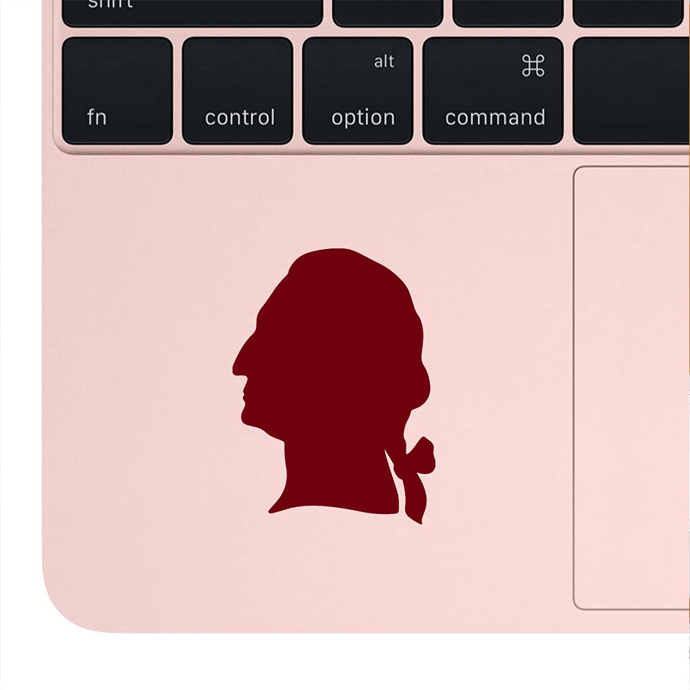 George Washington Silhouette Vinyl Decals (Set of 2) - Burgundy Waterproof Stickers for Laptop, Phone, Car, Helmet, Mug, Wall Decor - Perfect for Patriotic Home Office & Vehicle Accessories
