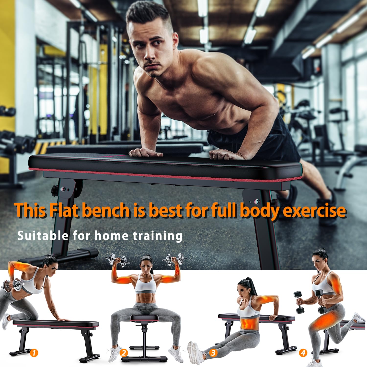 Best Folding Weight Bench for Home Gym - Adjustable Workout Bench with Carrying Handle for Strength Training, Dumbbell Exercises & Full Body Workouts - Perfect for Small Spaces & Home Fitness