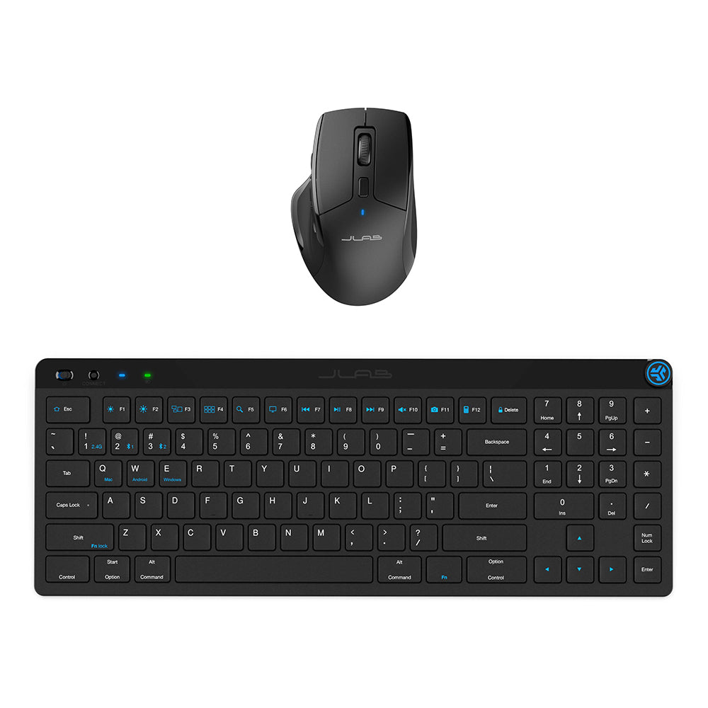 JLab JBuds Wireless Keyboard and Mouse Combo - Ergonomic Bluetooth Keyboard & Mouse Set for PC, Laptop, Mac - Perfect for Home Office, Gaming & Remote Work