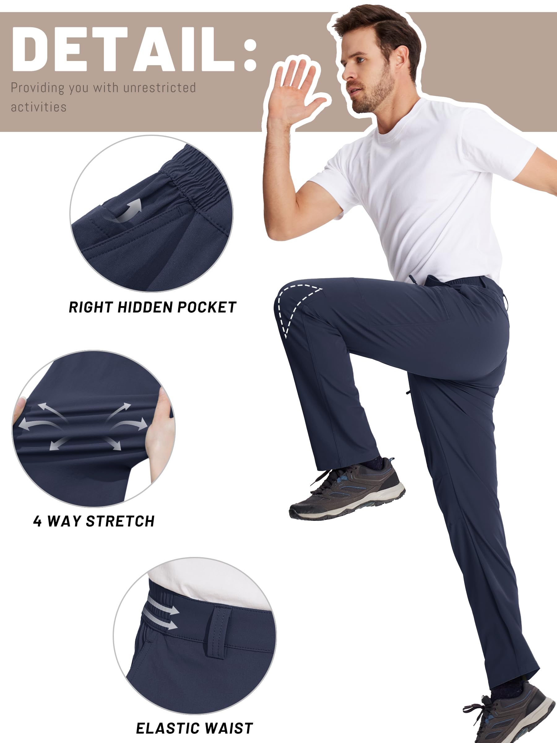 TACVASEN Men's Hiking Pants - Lightweight Quick Dry Tactical Pants with 6 Pockets, Water Resistant Ripstop Fabric for Outdoor Trekking, Camping & Work | Durable Outdoor Adventure Pants