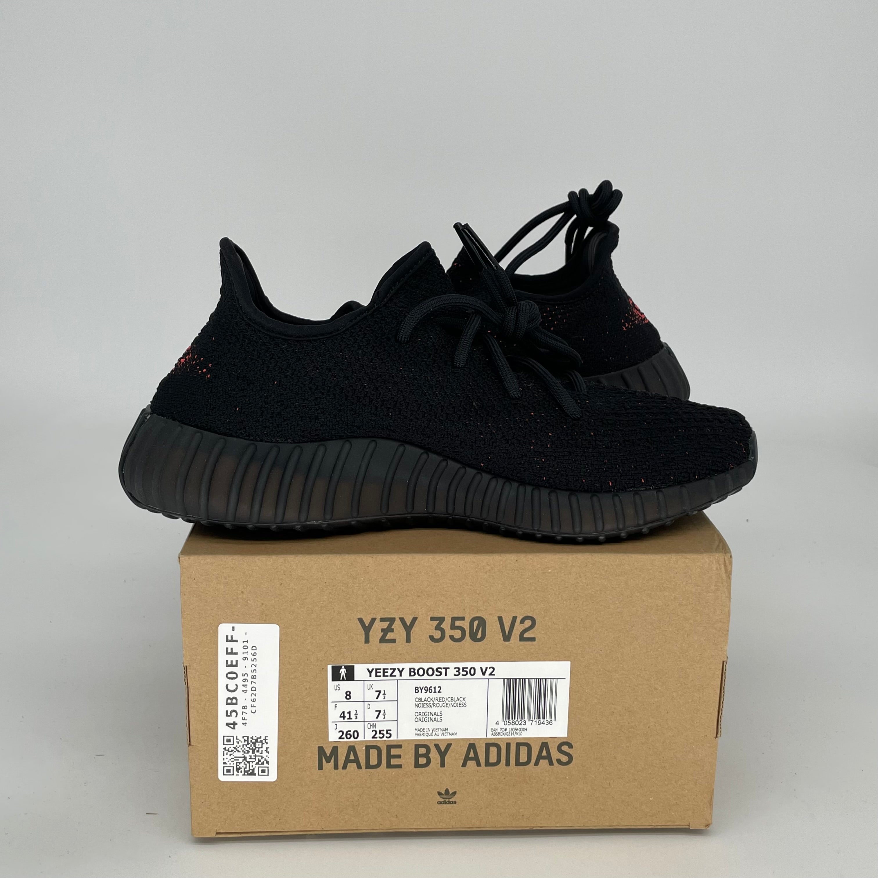 Adidas Yeezy Boost 350 V2 Core Black Red Men's Running Shoes Size 8 - BY9612 | Stylish Sneakers for Casual Wear, Gym & Street Fashion