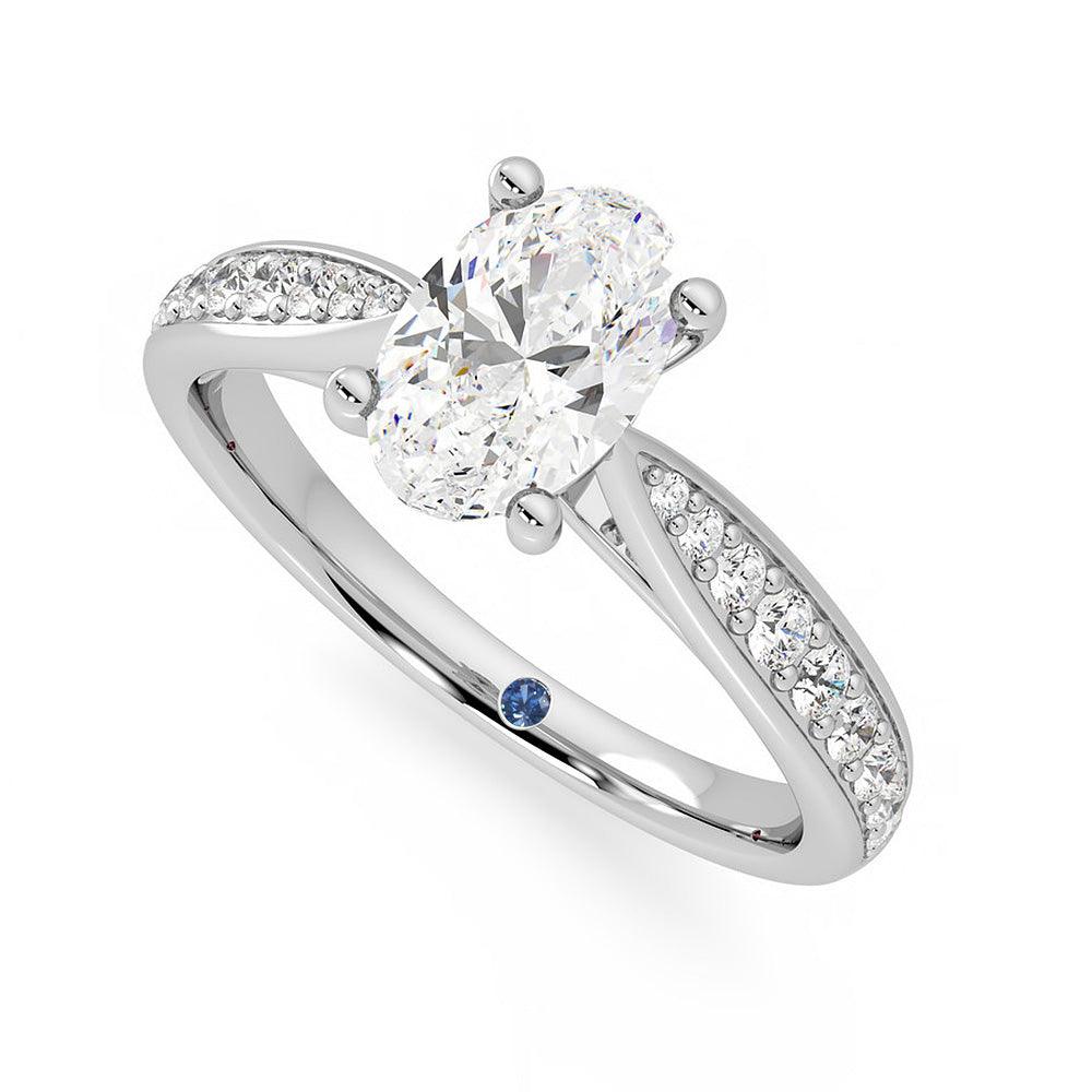 Oval Cut Moissanite Engagement Ring with Pavé Band & Hidden Anniversary Stone - Elegant Wedding Proposal Jewelry for Her, Perfect for Anniversaries & Special Occasions