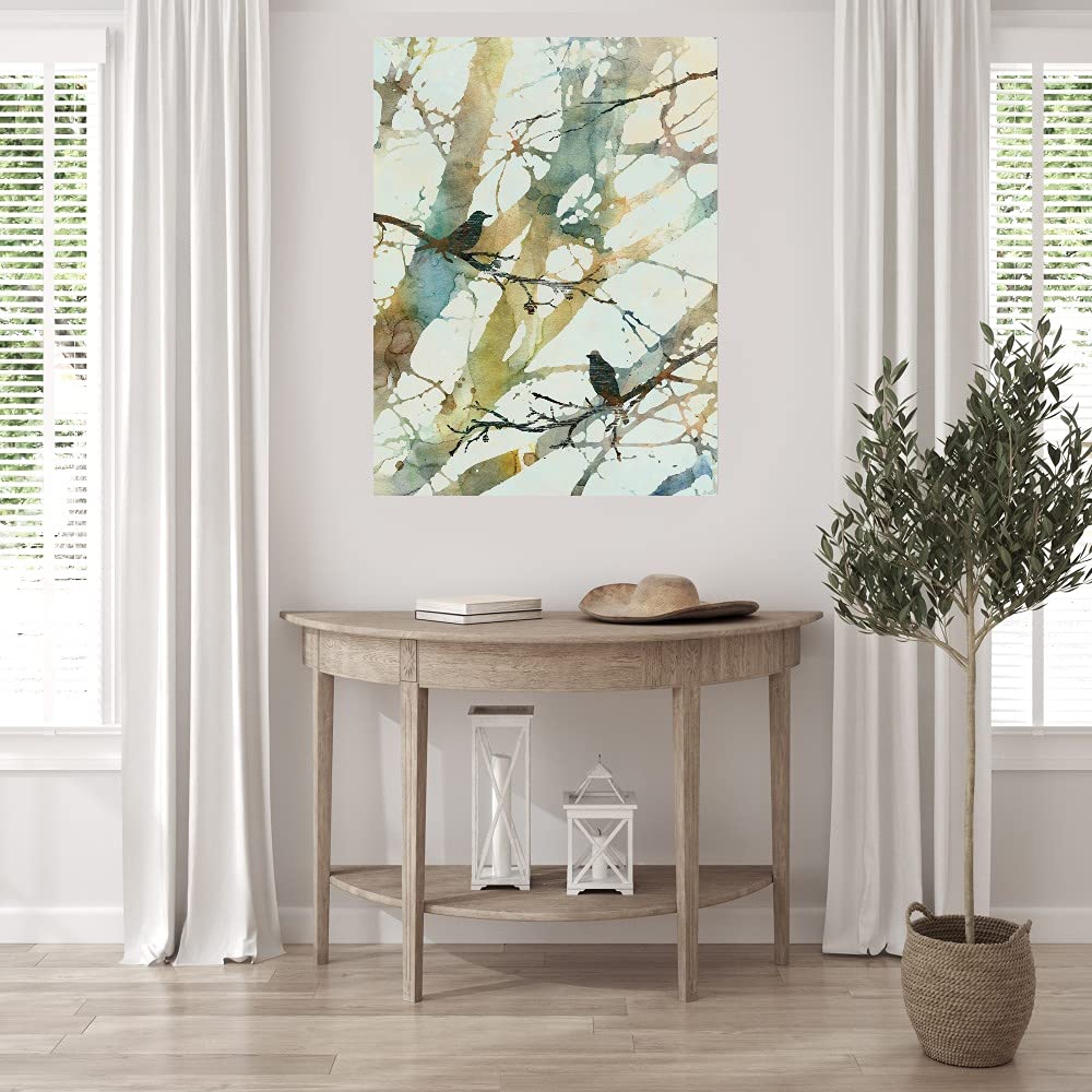 Botanical Birds II Canvas Wall Art - Hand-Painted Fine Art by Carol Robinson - 42x56 Inches - Ready to Hang - Perfect for Living Room, Bedroom, Office & Home Decor - Nature Inspired Wall Decor for Modern Interiors