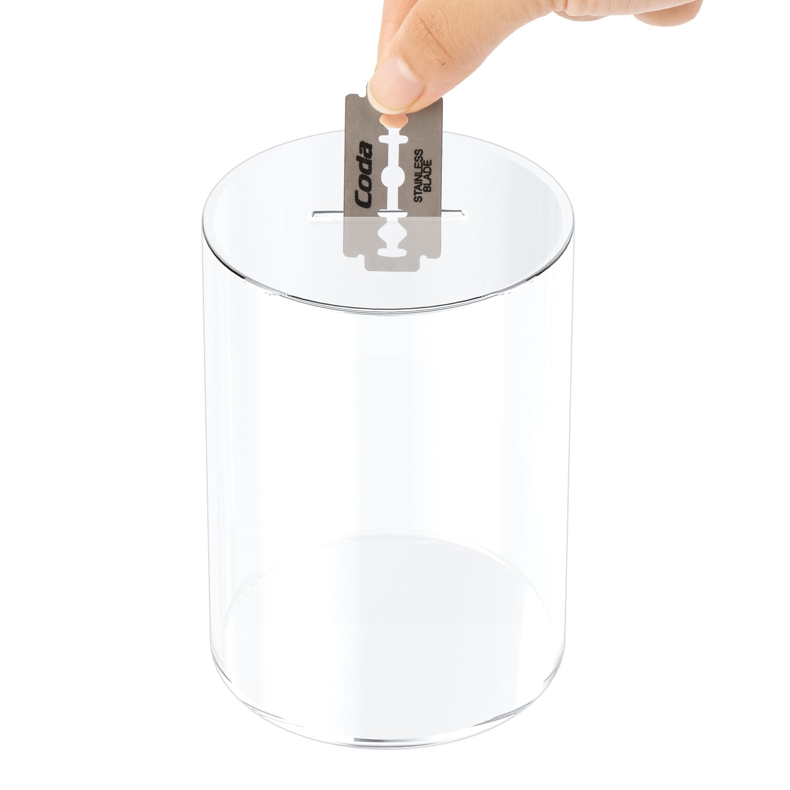 SHIDOW Acrylic Razor Blade Disposal Box - Safe & Transparent Razor Blade Bank for Used Safety Razor Blades (2 Pack) | Secure Storage for Home, Salon, and Travel Use