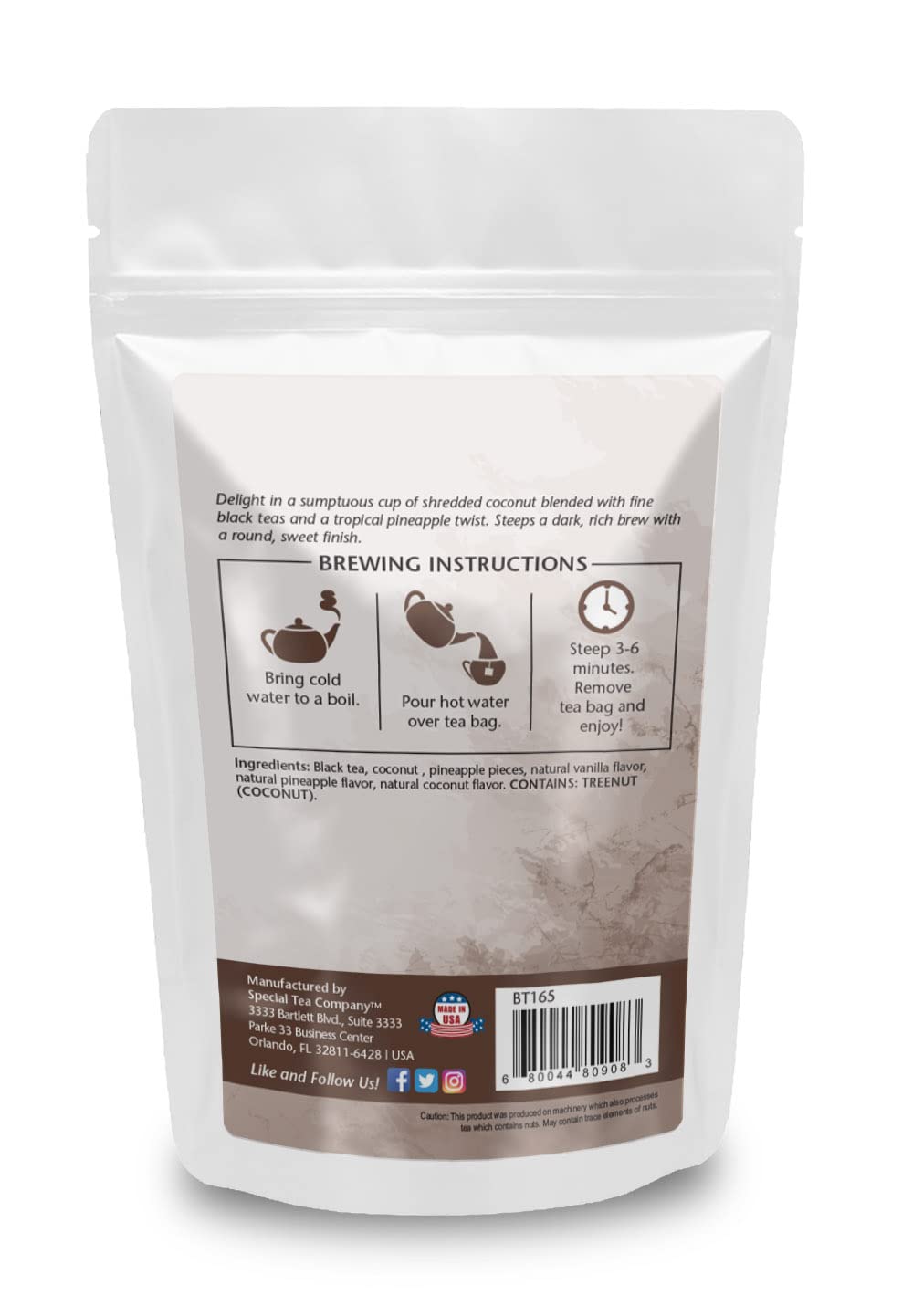 Premium Pineapple Coconut Black Tea Bags - 20 Count | Exotic Tropical Flavor | Perfect for Iced Tea, Relaxation & Gifting