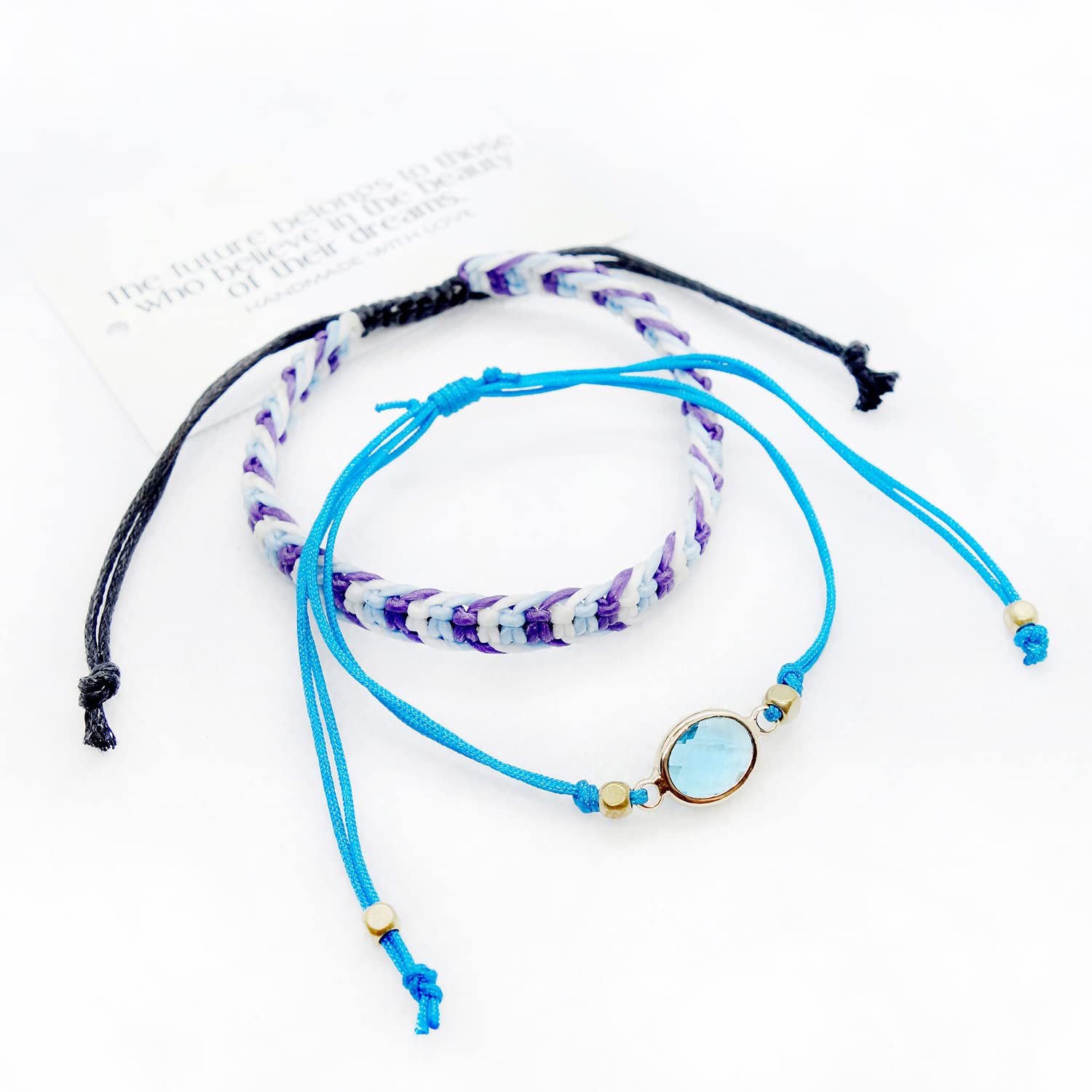 Beauty Of Dreams Adjustable Blue Gemstone Bracelets Set of 2 - Elegant Stackable Jewelry for Women, Perfect for Parties, Weddings & Everyday Wear