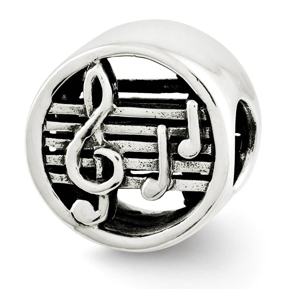 Sterling Silver Music Note Bead Charm for Jewelry Making