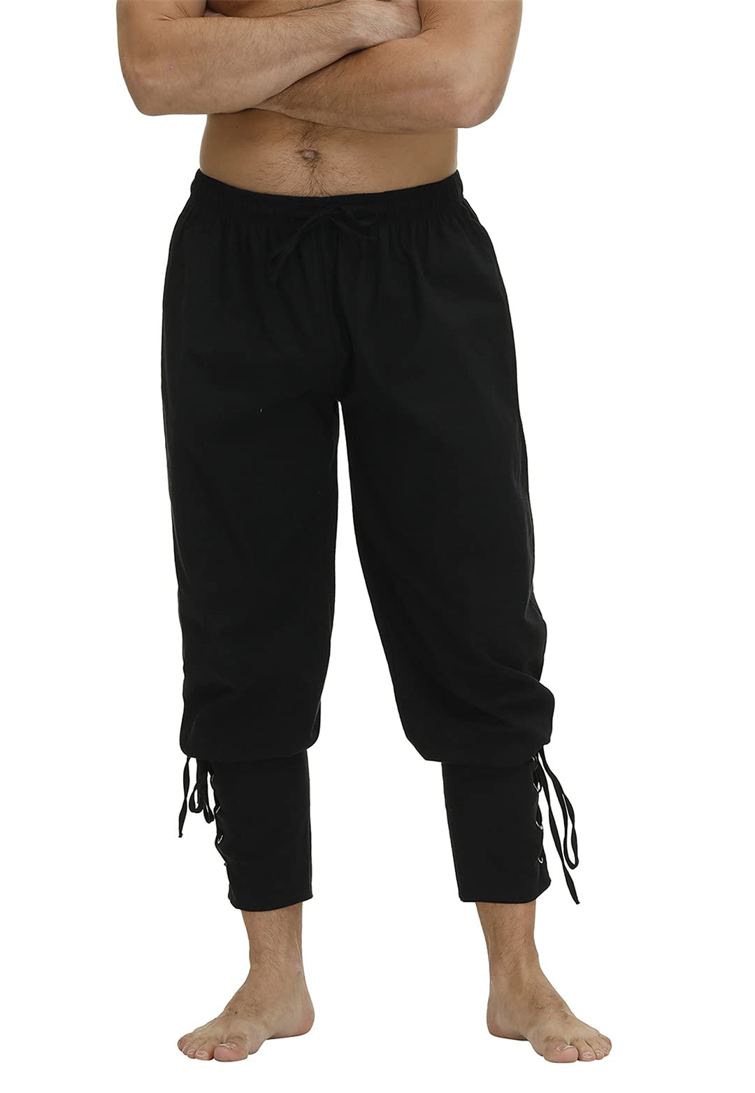 **Men's Pirate Pants - Renaissance Medieval Viking Cosplay Trousers - Black XL - Perfect for LARP, Halloween & Themed Parties**