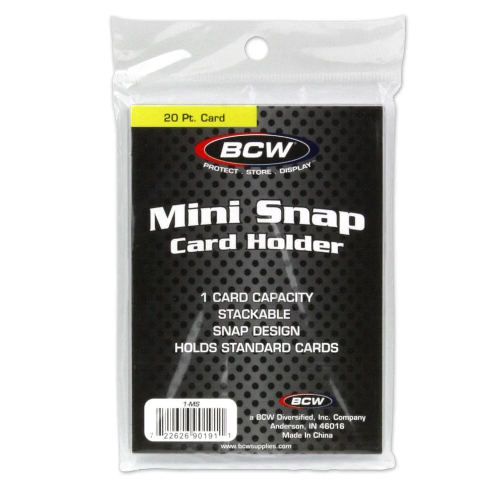 BCW 20-Point Mini Snap Card Holder - Perfect for Collectible Trading Cards, Sports Cards & Gaming Cards - Ideal for Storage, Organization & Protection