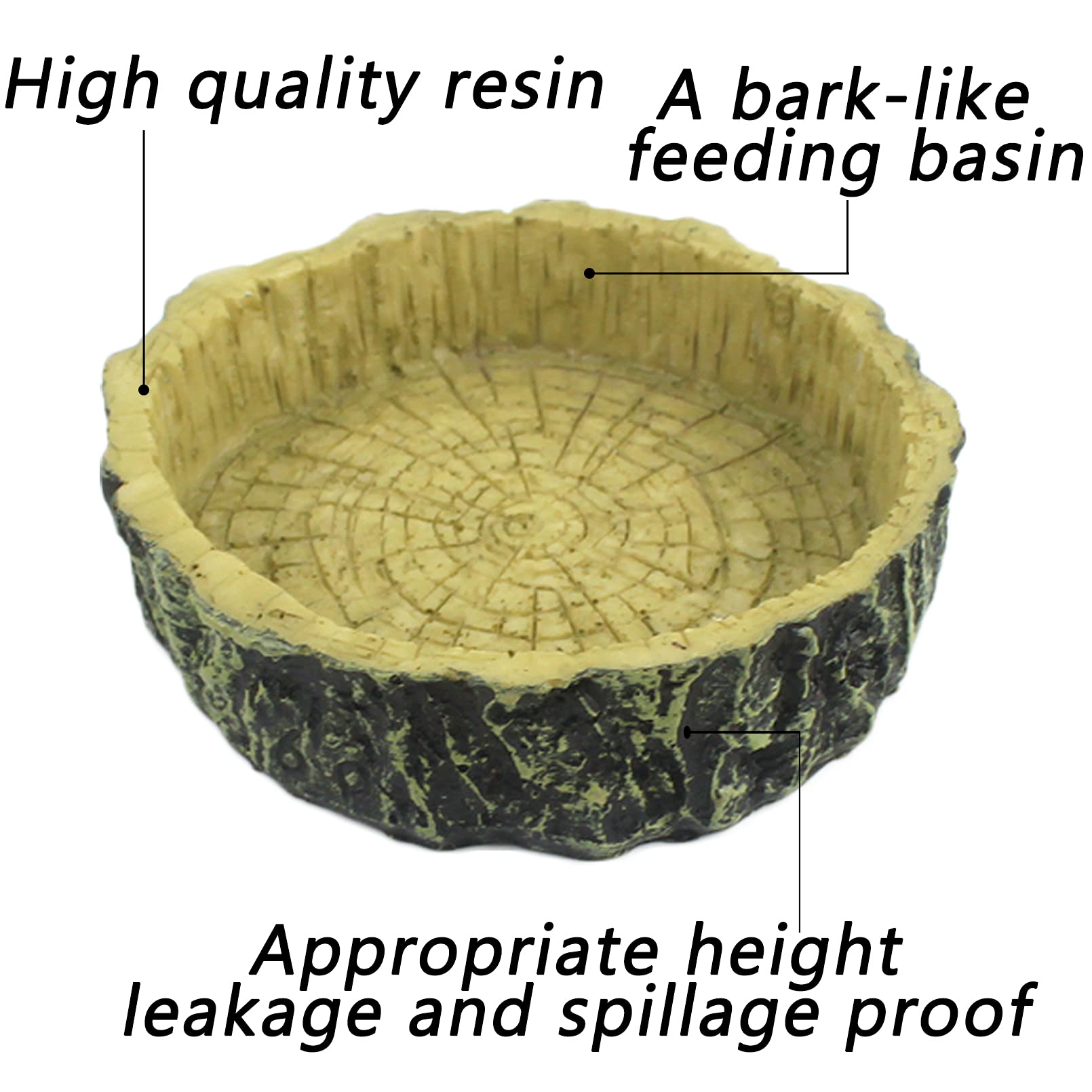 Hamiledyi 3 Pack Reptile Water Dish & Food Bowl Set - Resin Bearded Dragon Rock Feeder with Feeding Tweezers for Leopard Gecko, Lizard, Frog, Snake, Chameleon, Tortoise - Perfect for Terrarium Habitat & Easy Feeding