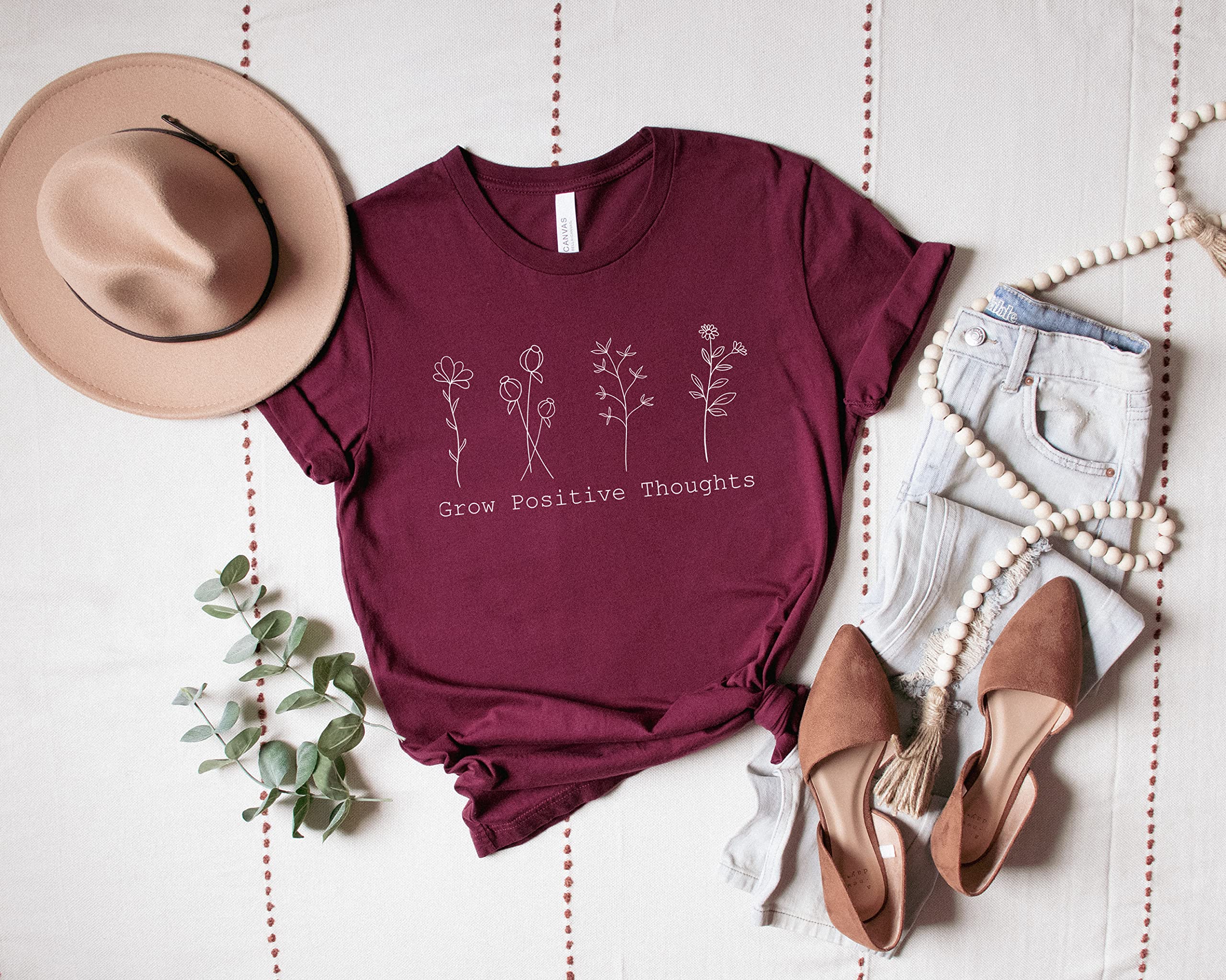 Grow Positive Thoughts T-Shirt - Inspirational Mental Health Tee for Kindness & Positivity - Perfect for Therapy, Self-Care Days & Mental Health Awareness