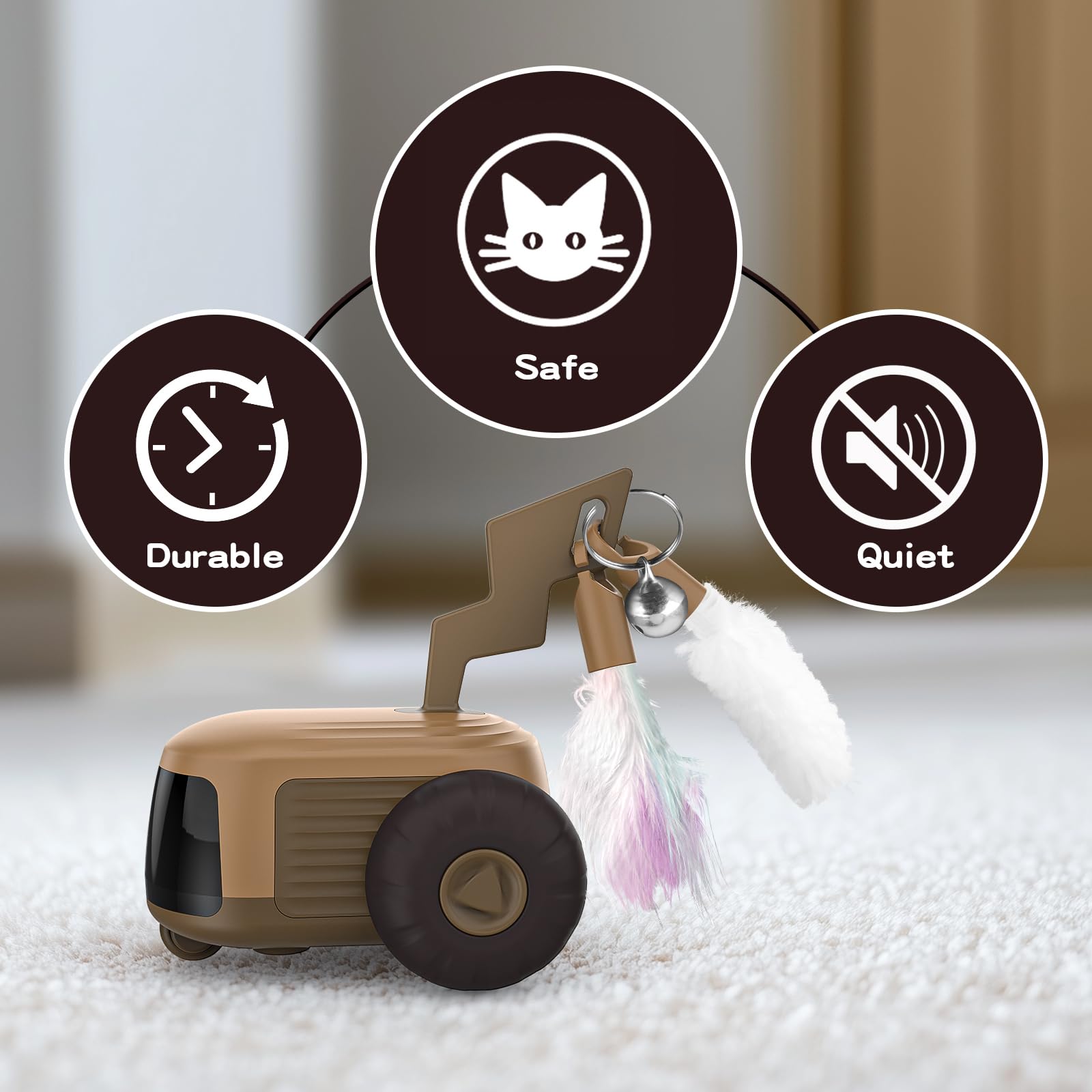 Automatic Remote Control Cat Toy - Smart Obstacle Avoidance Interactive Kitten Toy with 2-Speed Modes & Rechargeable Battery for Indoor Cats | Turbo Tail 4.0 - Perfect for Playtime, Exercise & Reducing Boredom in Adult Cats