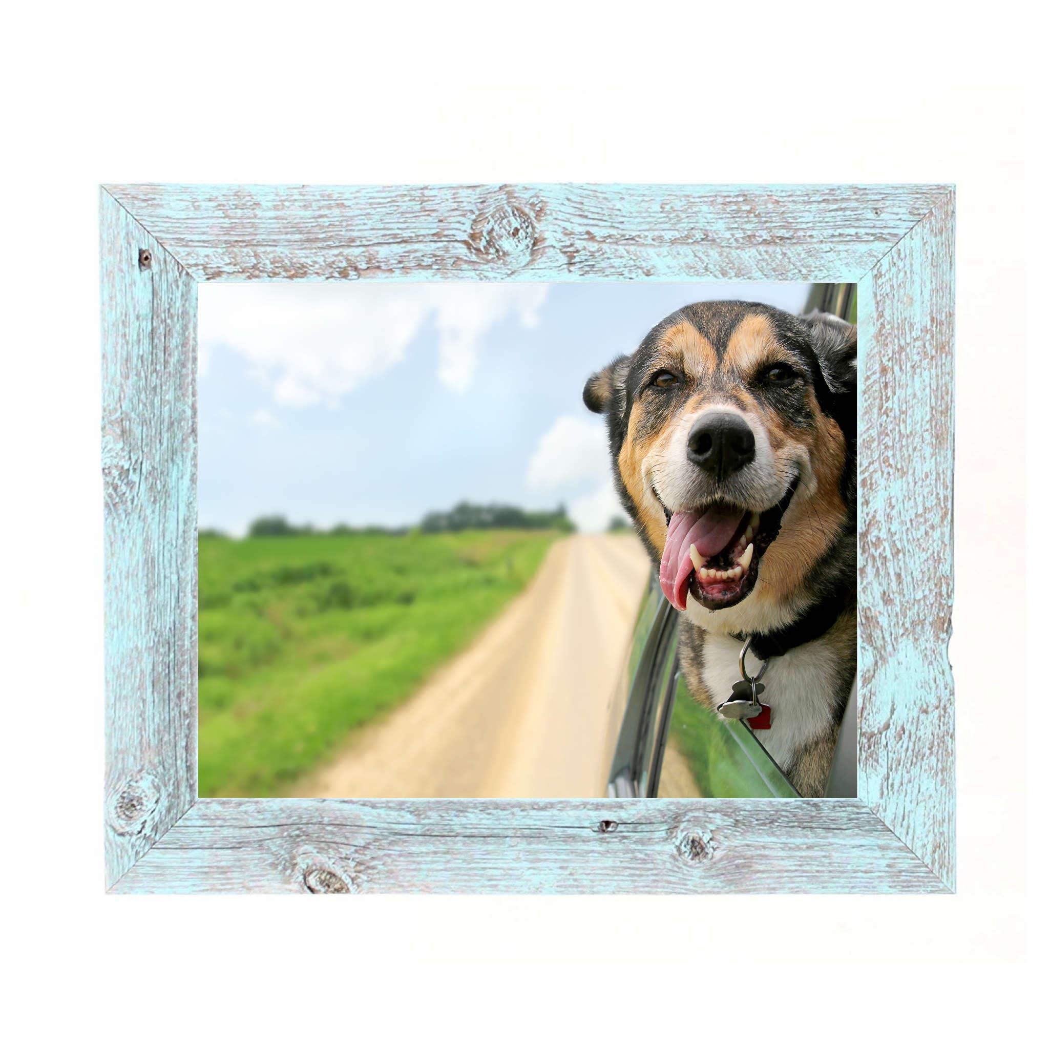 HomeRoots 12x18 Rustic Blue Picture Frame - Handmade Wooden Photo Frame for Wall Decor, Living Room, Bedroom & Office Display