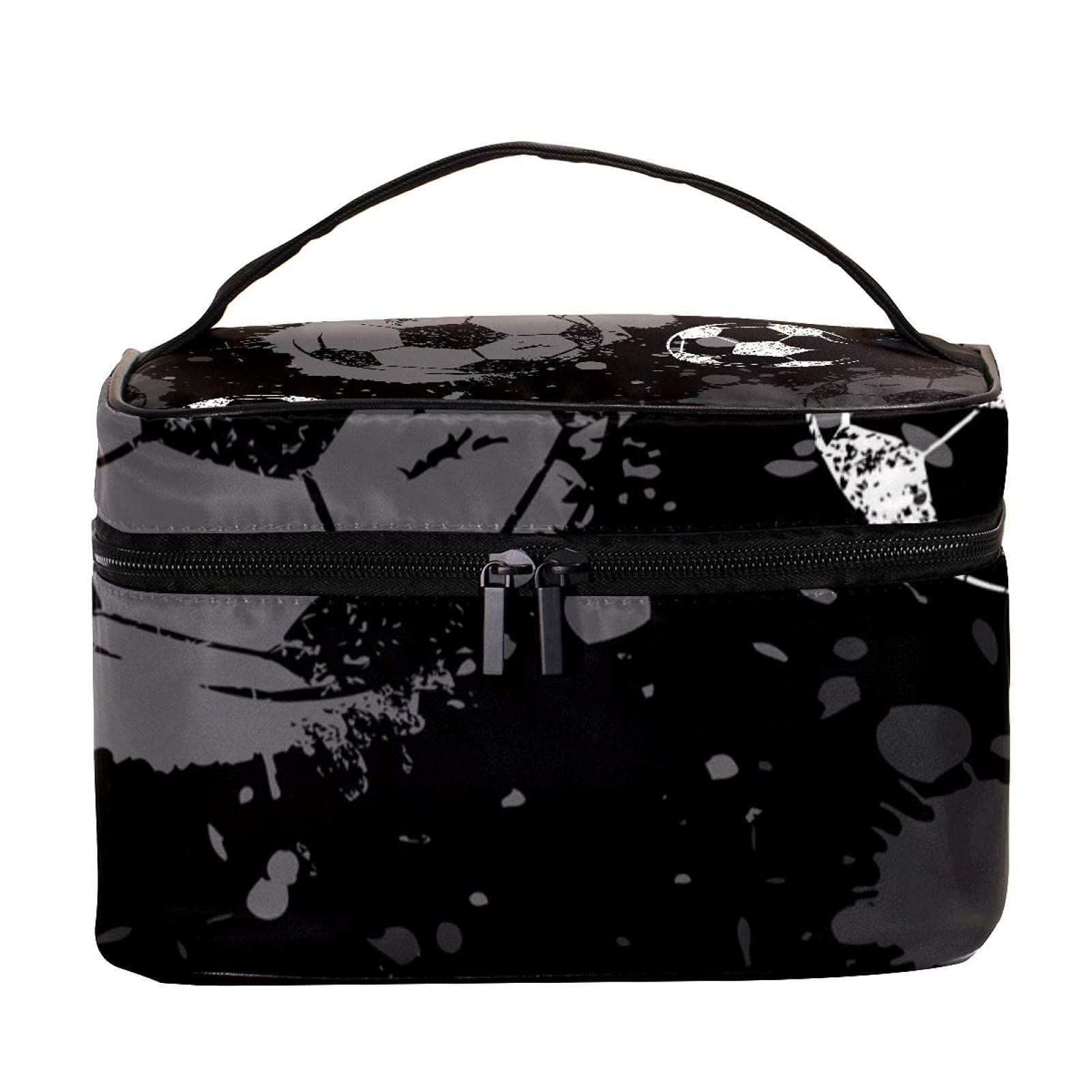 Grunge Style Large Football Soccer Travel Makeup Bag - Waterproof Cosmetic Organizer with Zipper for Women & Girls - Perfect for Gym, Sports, Travel & Daily Use