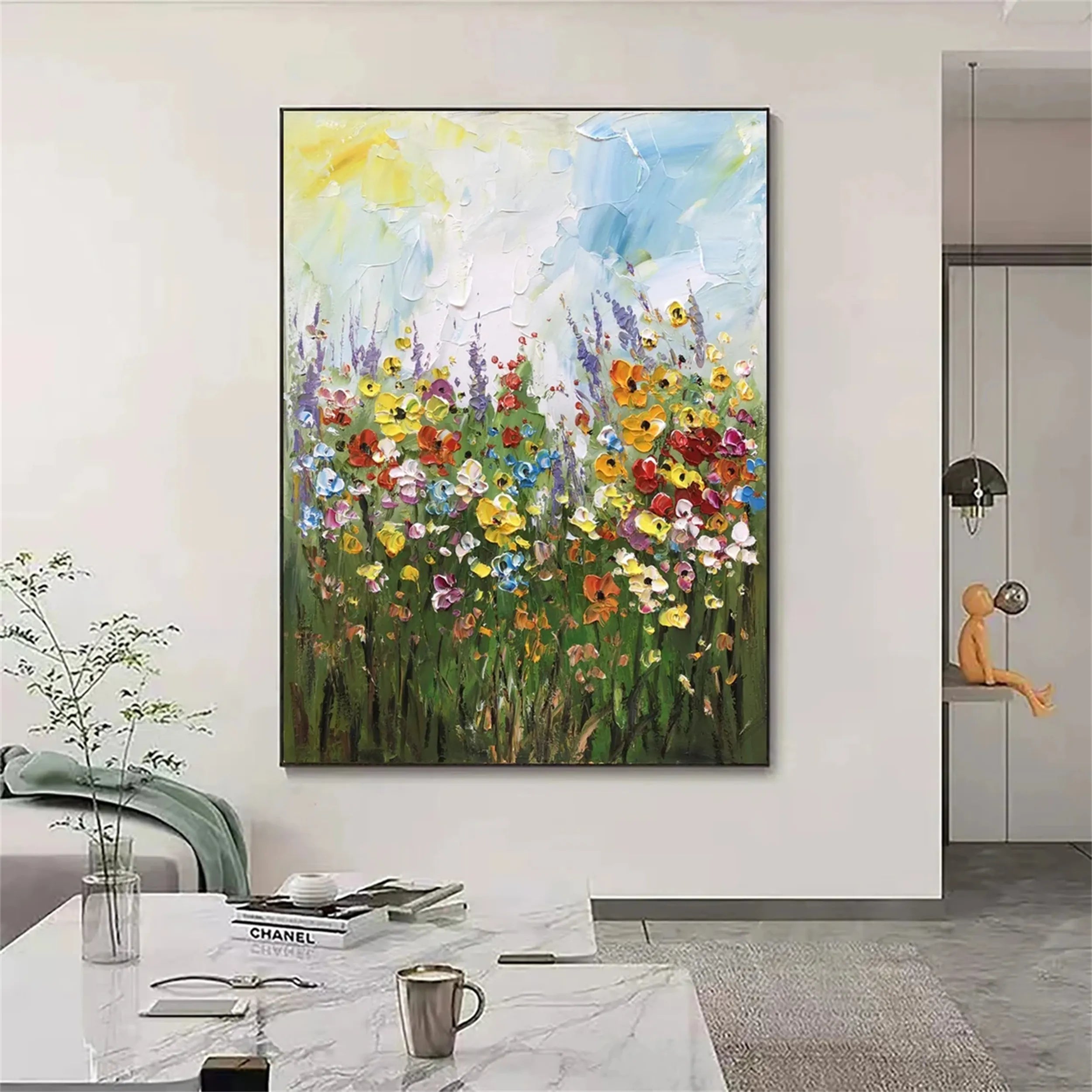 Beautiful Flower and Tree Painting #FT043 - Handmade Wall Art for Home, Office, and Living Room Decor