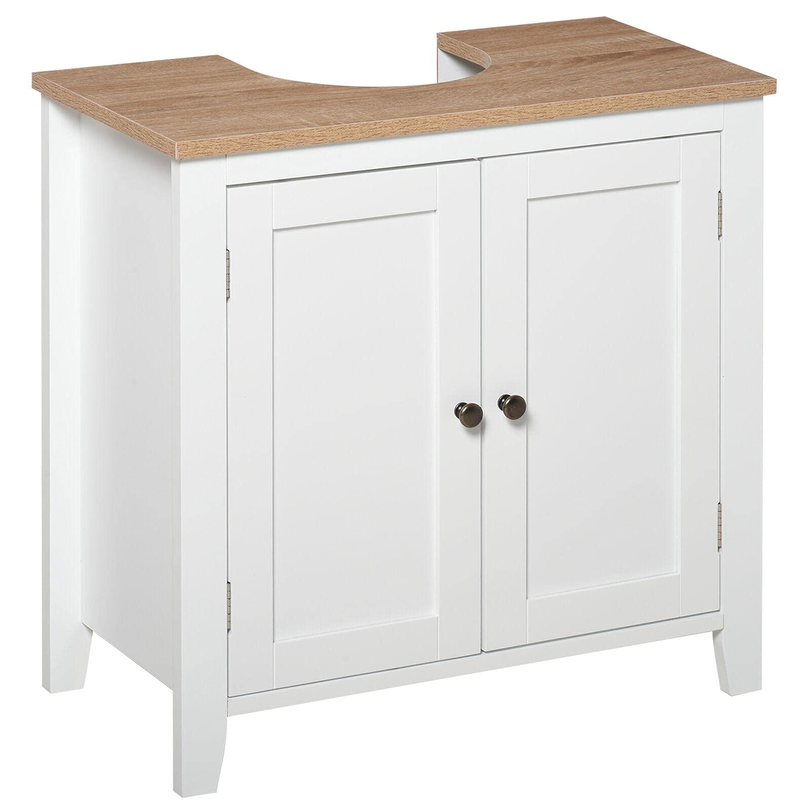 Space-Saving Short Pedestal Under Sink Cabinet Storage Unit with 2 Doors - Perfect for Bathroom Vanity, Sink Base & Small Bathroom Organization - Ideal for Apartments, Powder Rooms & Compact Bathroom Designs