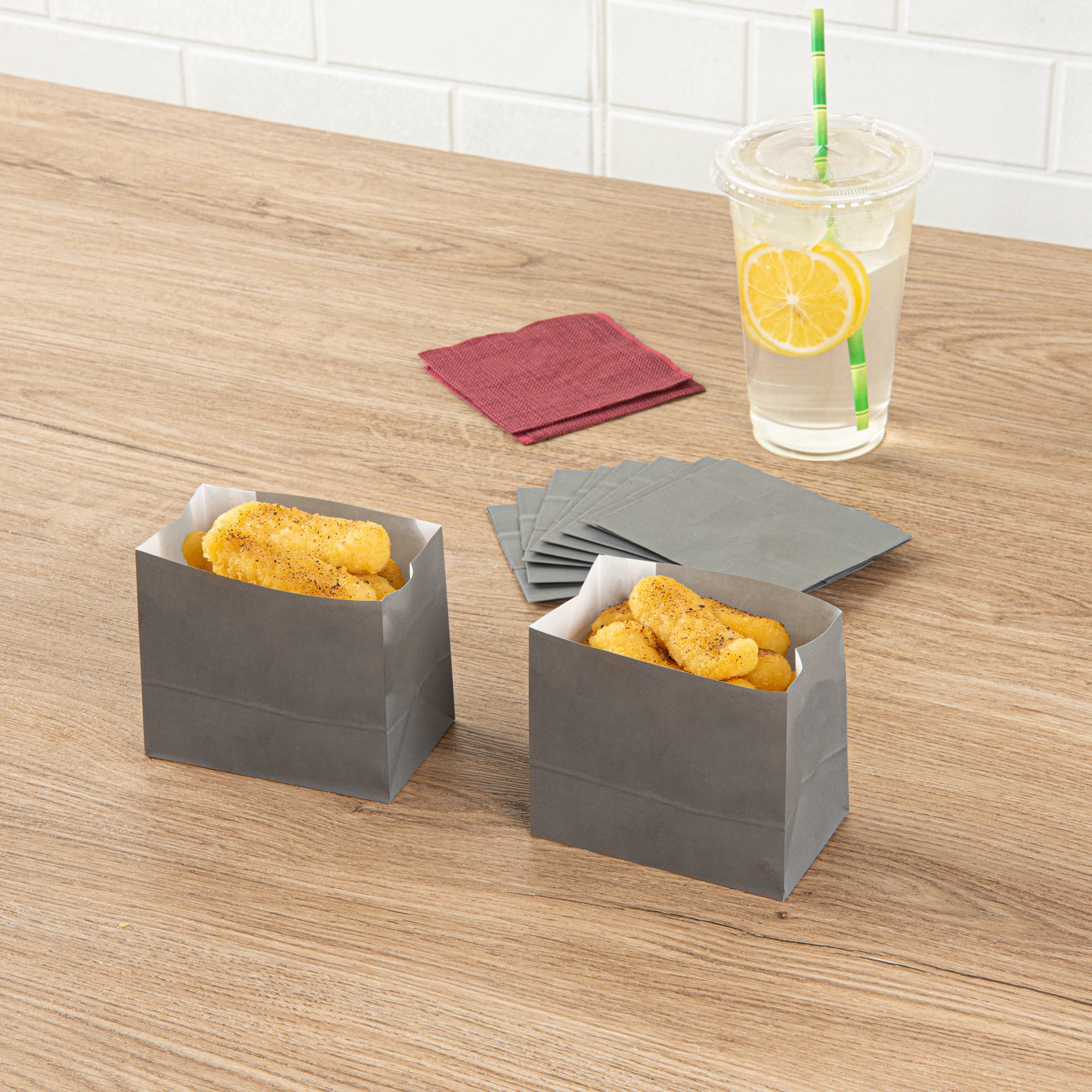 Premium Gray Paper Snack Bags 4.25