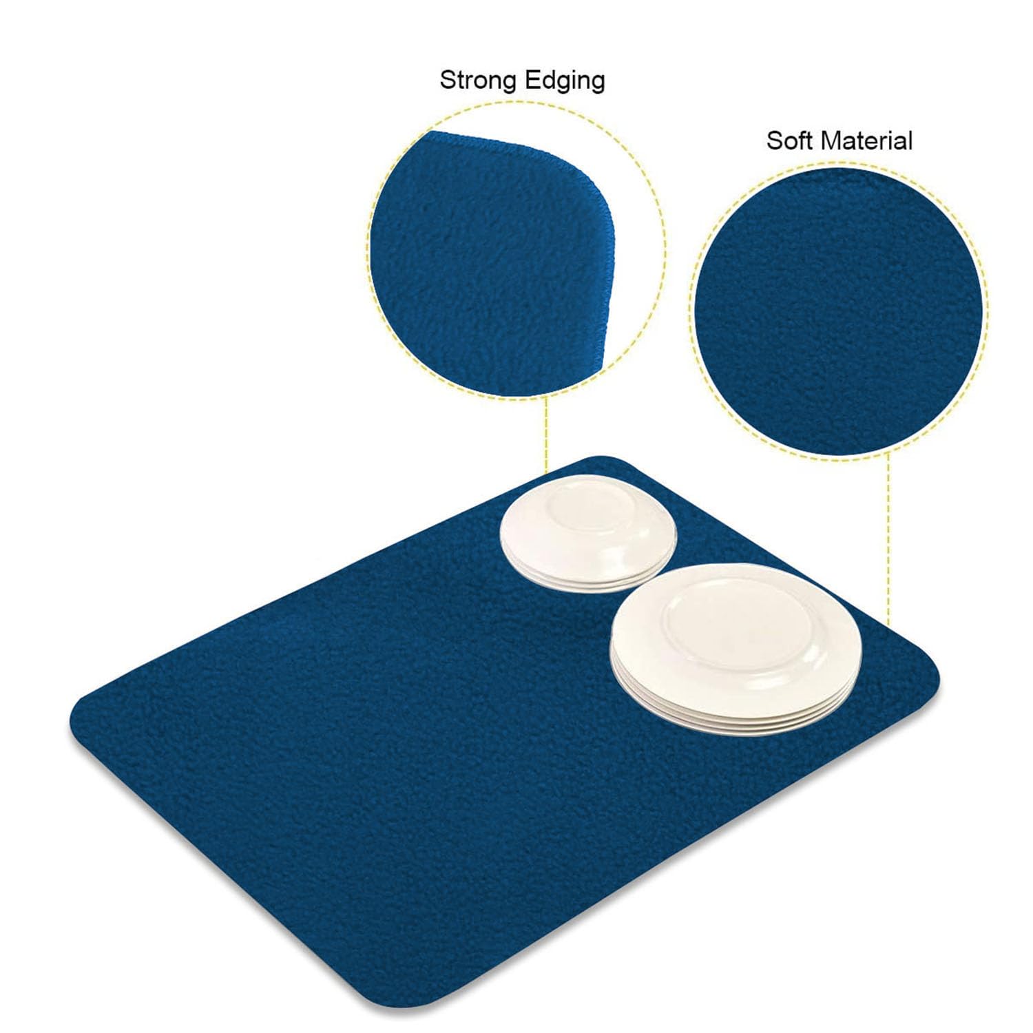 Kuber Industries Microfiber Dish Drying Mat Set - 3 Pack Reversible Absorbent Kitchen Mats (50x70cm) for Dishes, Utensils & Counter Protection - Quick Dry Non-Slip Design for Sinks & Countertops