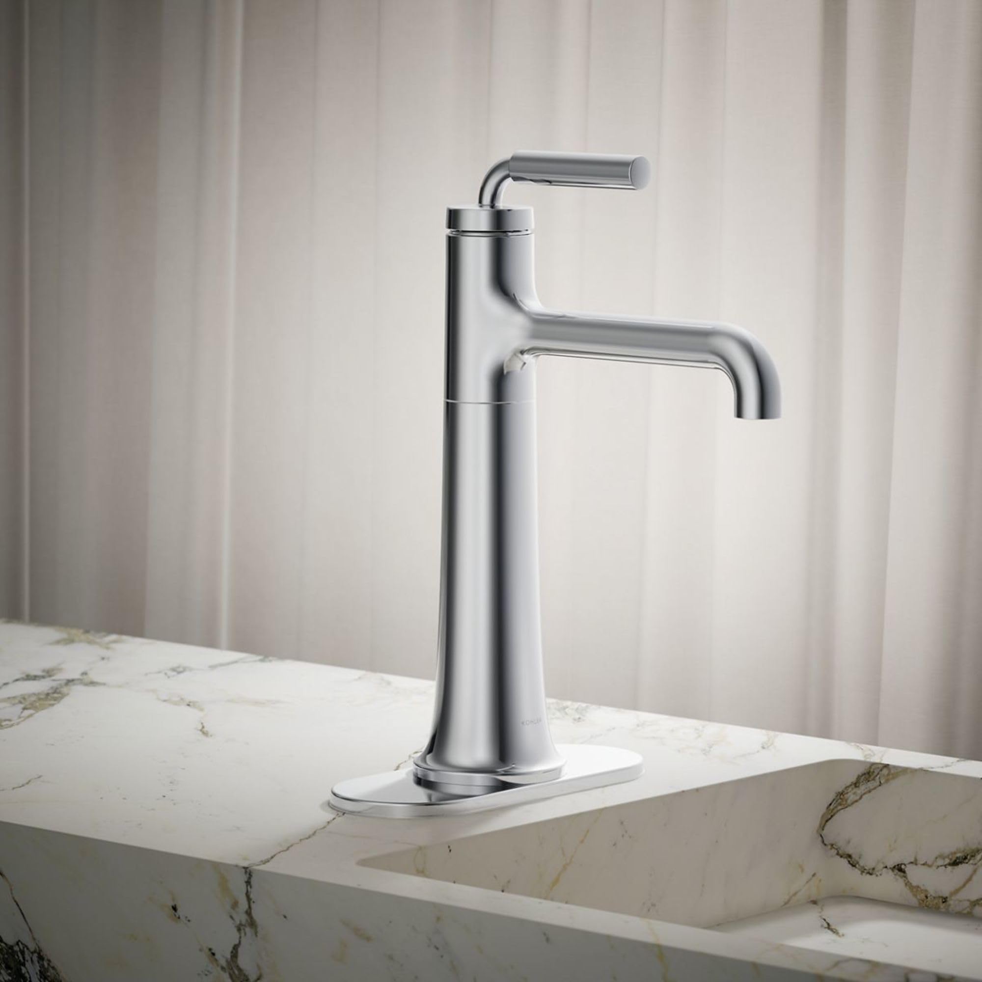High Flow 1.2 GPM Single Handle Bathroom Sink Faucet - Modern Tall Spout Design for Vanity & Powder Room Installation