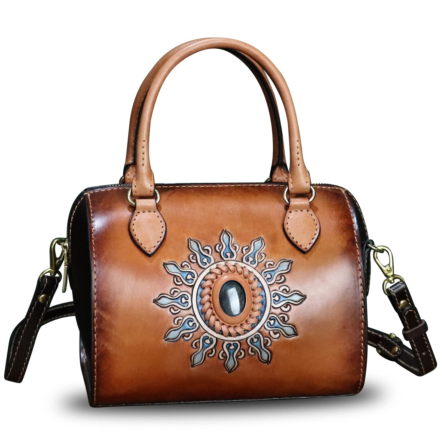 Genuine Leather Handbags for Women - Top Handle Crossbody Shoulder Bag - Handmade Small Satchel Purse - Premium Cowhide Ladies Bag for Work, Travel & Everyday Use