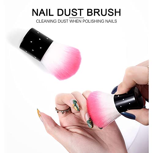 2 Pack Colorful Soft Kabuki Makeup Brushes - Powder Brush & Nail Art Dust Cleaner Brush for Professional Makeup Application & Nail Art Design | Perfect for Home, Salon & Travel Use