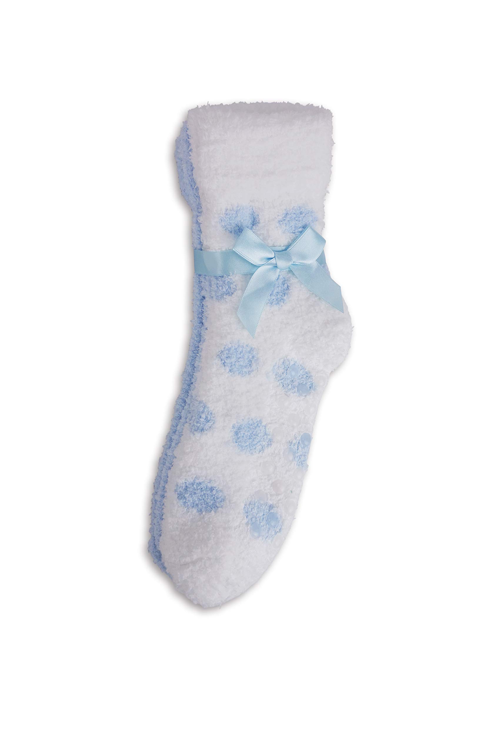 Polka Dot Soft Socks with Shea Butter & Lavender - 2 Pairs Non-Slip Grip Socks for Women - Cozy Home & Spa Relaxation