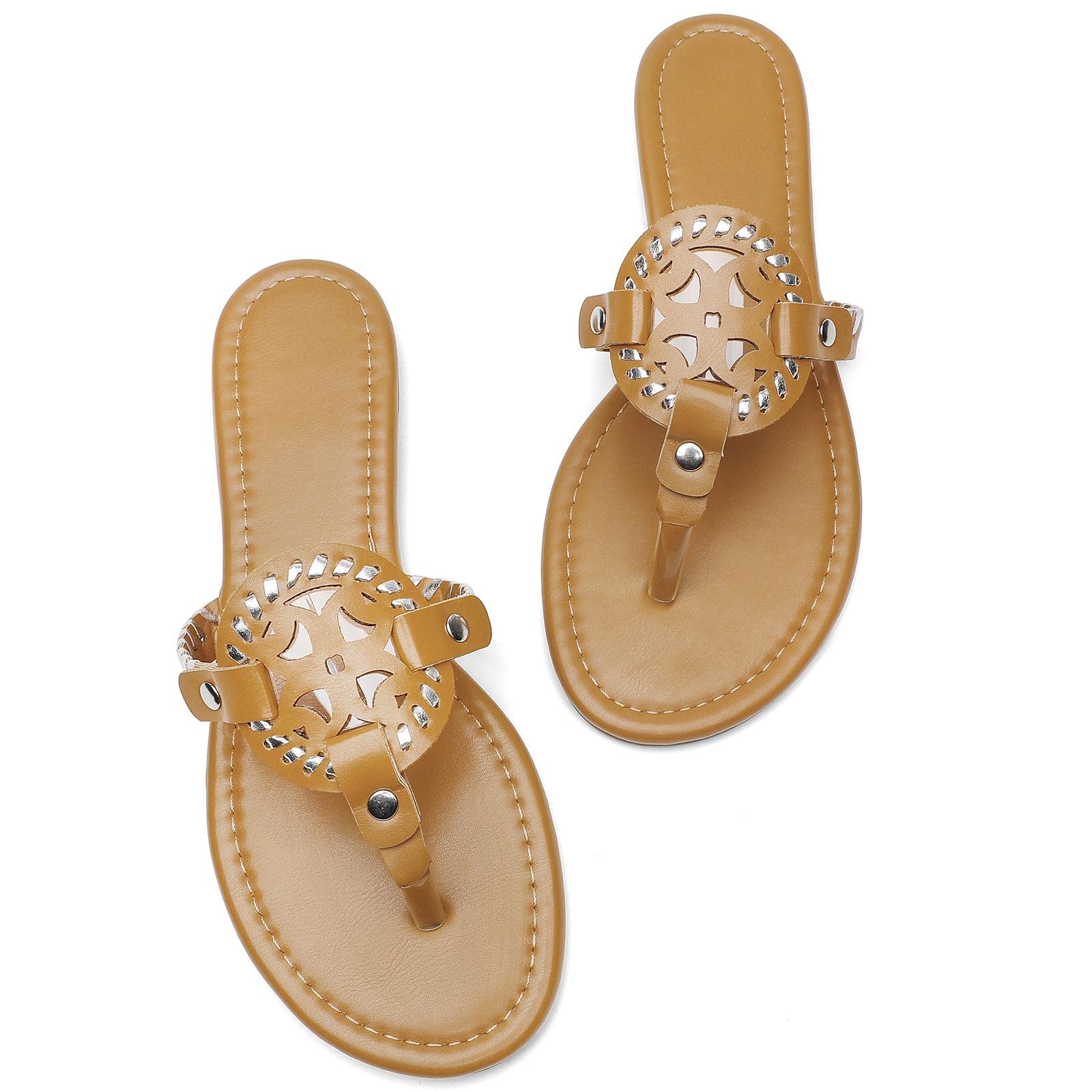 Katliu Women's Flat Sandals - Comfortable Flip Flop Thong Sandals for Summer | Cute & Dressy Beach Sandals for Casual Outings, Vacations & Poolside Relaxation