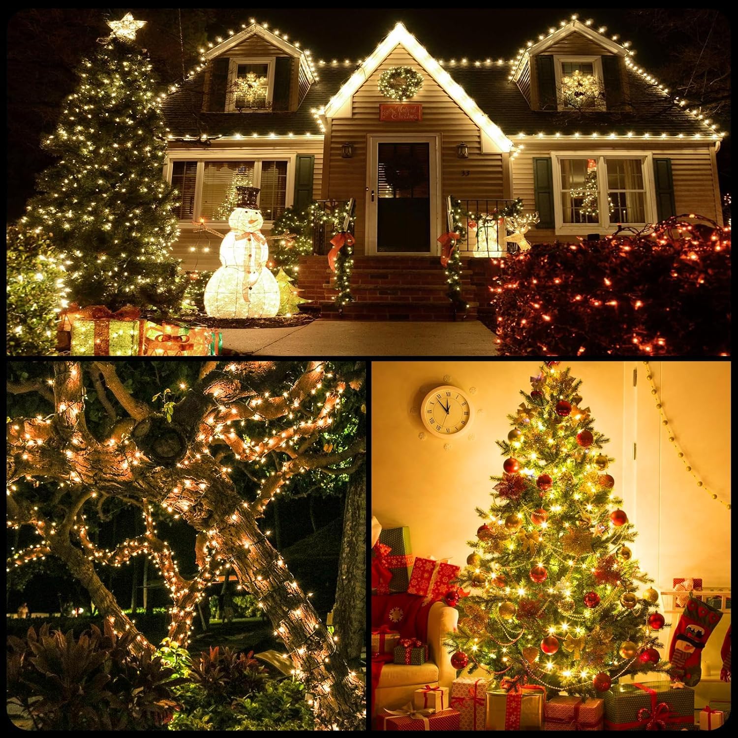100Pcs Christmas Light Clips - Heavy Duty Outdoor Gutter Hooks for Holiday String Lights | Weatherproof No Tools Required Light Clips | Perfect for Roof, Fence & Christmas Tree Decoration