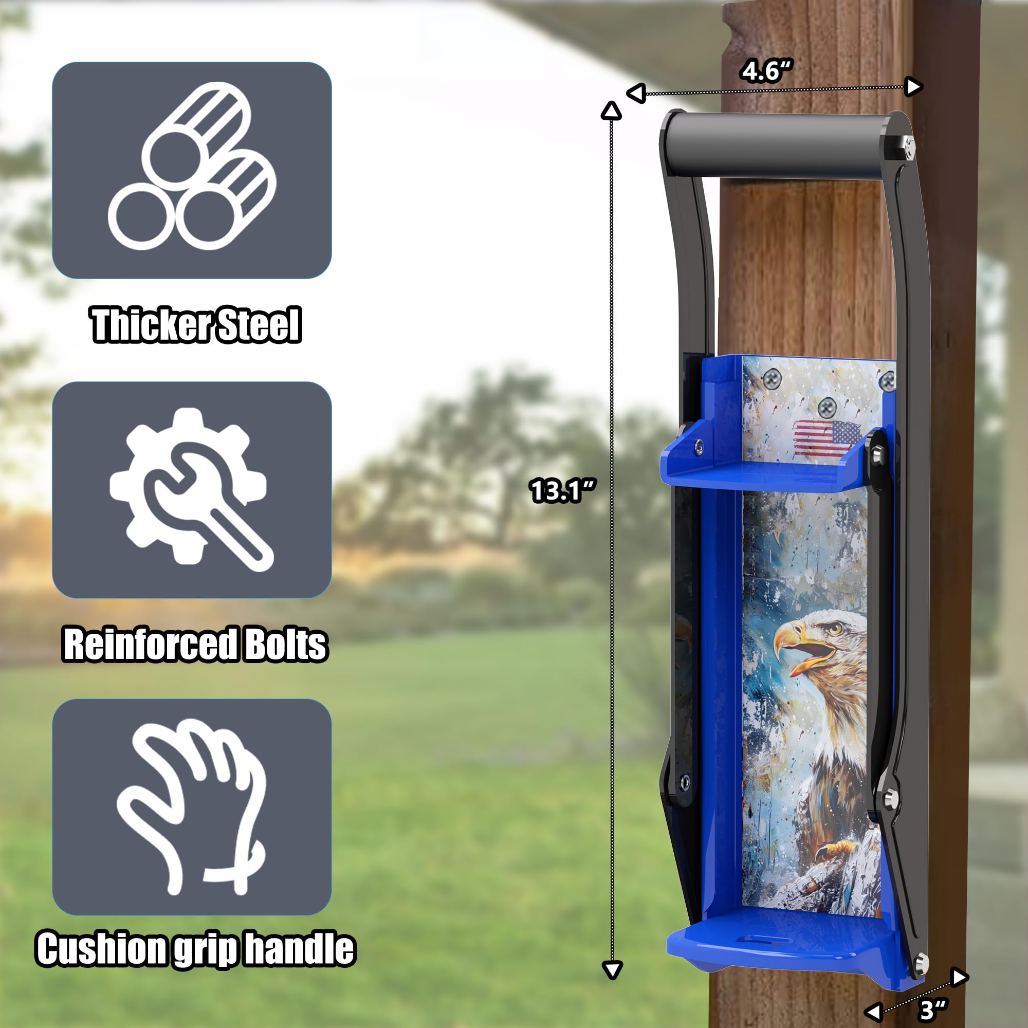 Wall Mounted Metal Can Crusher for Soda & Beer Cans - Heavy Duty Eco-Friendly Recycling Tool with Squirrel Art Stickers & Lubricant - Perfect for Home, Garage & RV Use